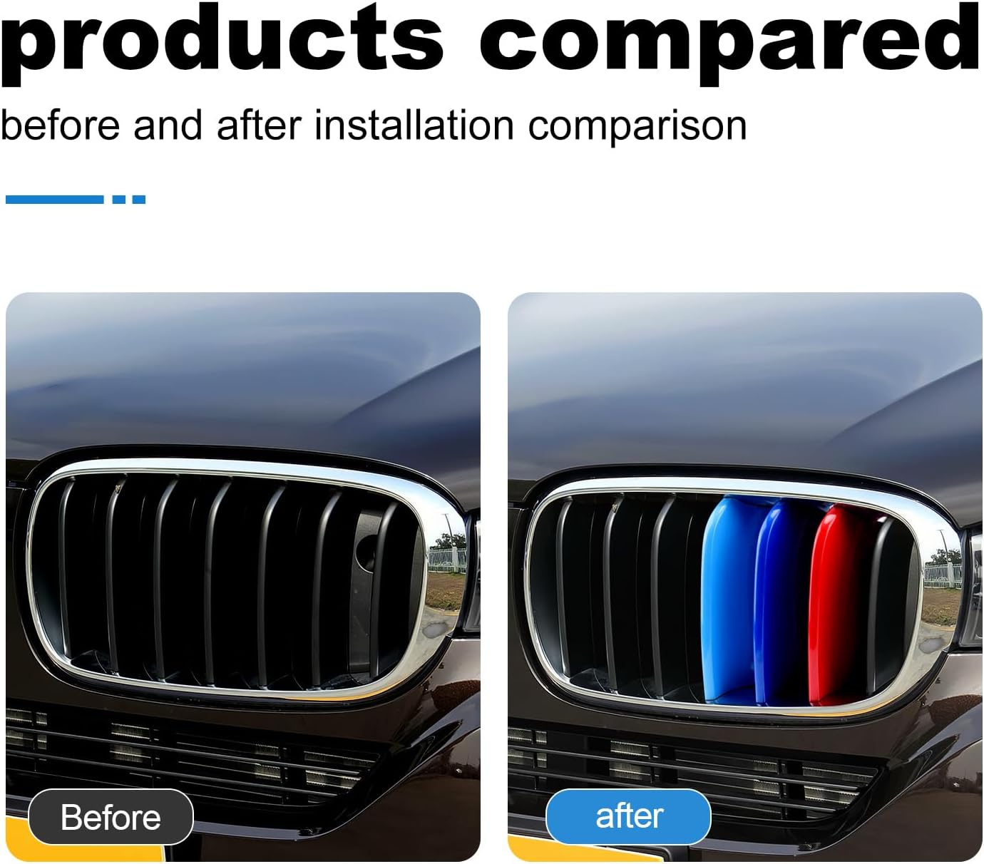 KUNGKIC Front Grille Insert Trims Strips Grills Cover Compatible with BMW X5 F15 (2014-2018) F16 X6 (2015-2016) Exact Fit Cover Accessories Sport Style 3pcs