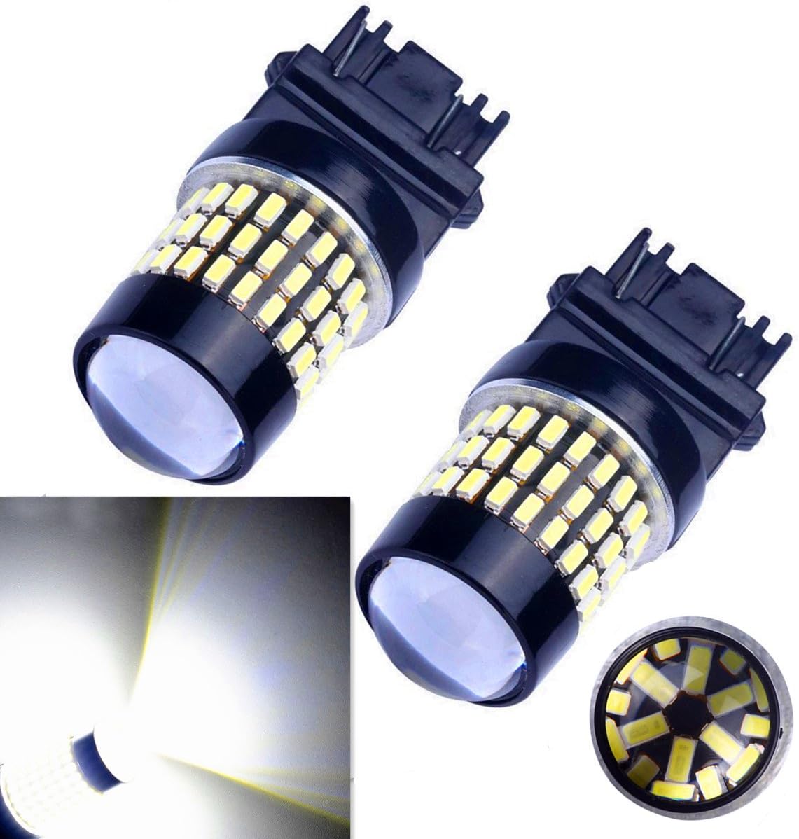 Bulbeats 1000 Lumens 2pcs 78-BX Chipsets 3056 3156 3057 3157 4157 LED Bulbs with Projector LED Bulbs,Back Up Reverse Lights,Brake Lights,Tail Lights Xenon White 6000K 12-24V