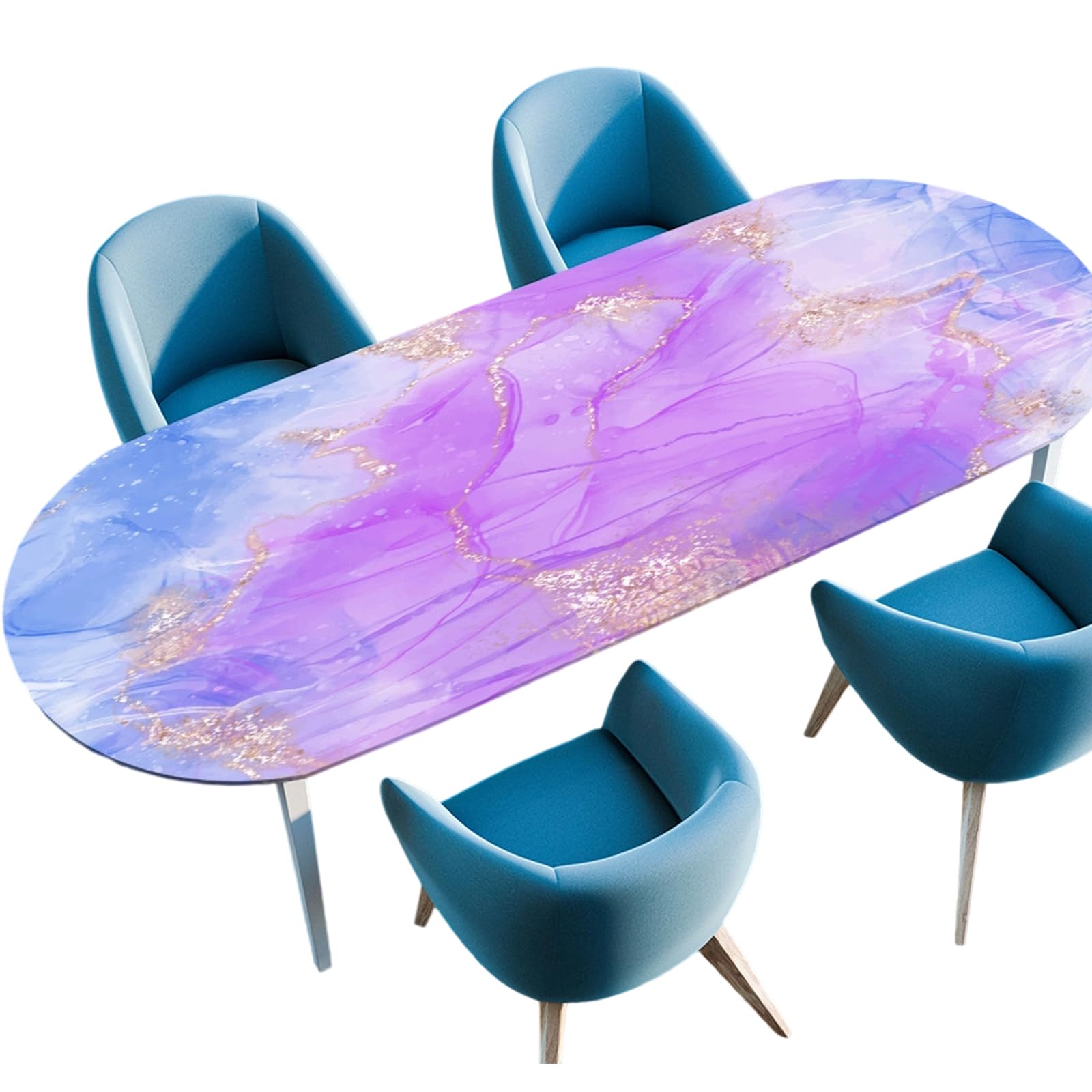 Nucelit Oval Tablecloth Marble Inspired Scheme Waterproof Coating Enduring Polyester Fabric Spillproof Covering for Coffee Dining Tables 36x60 42x60 Oval Dining Tablecloth