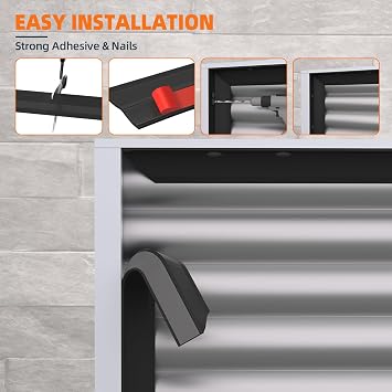 Garage Door Seal Top and Sides, 36FT Garage Weather Stripping Side Seal Top Seal, Universal Weatherproofing Garage Door Trim Weather Strip(Black)