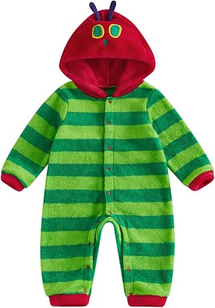 Canis Toddler Baby Halloween Caterpillar Costume Fleece Hooded Romper