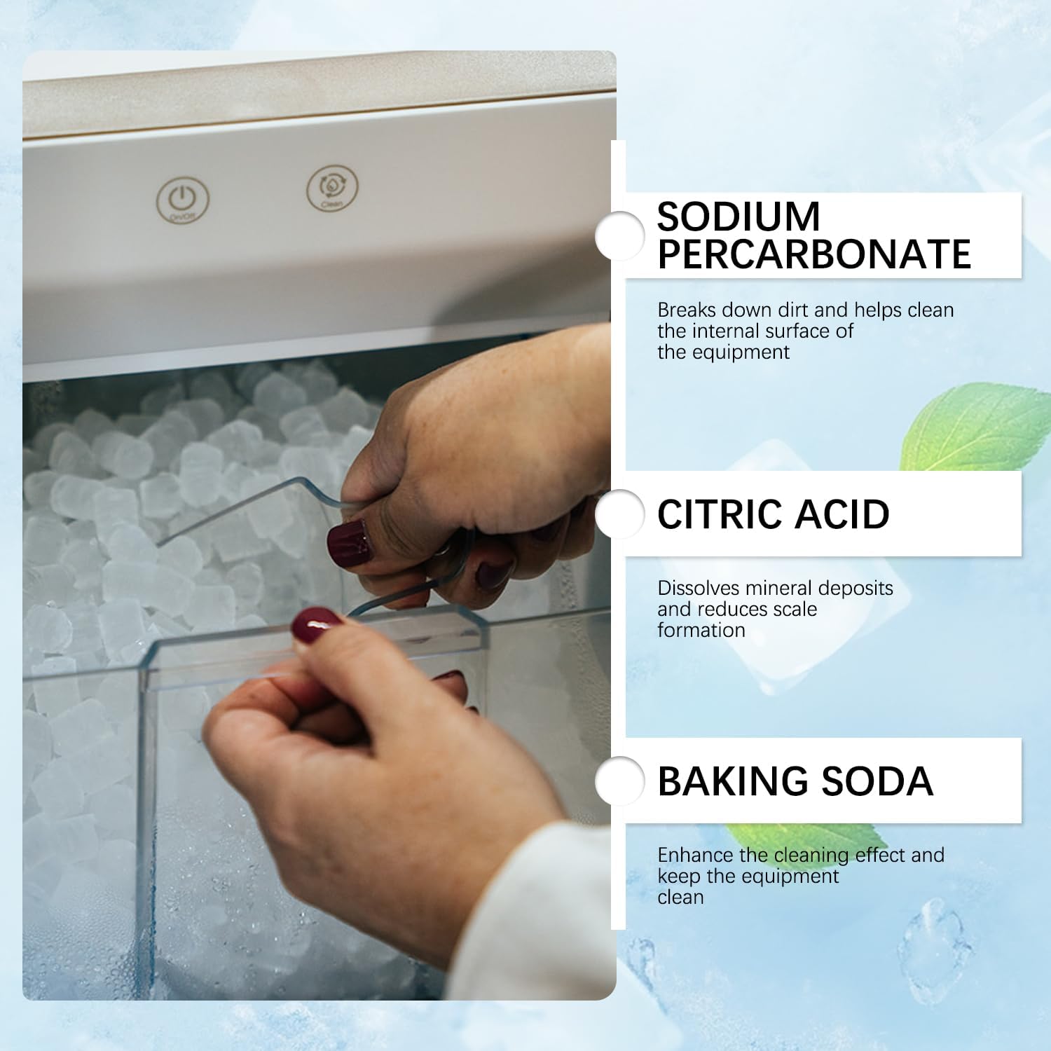 Ice Machine Cleaner Maker Descaler, 12 Ice Maker Cleaner Tablets, Remove Hard Water Mineral Buildup Clean Tablets Ice Makers, Nickel Safe Scale Remover for All Ice Machines