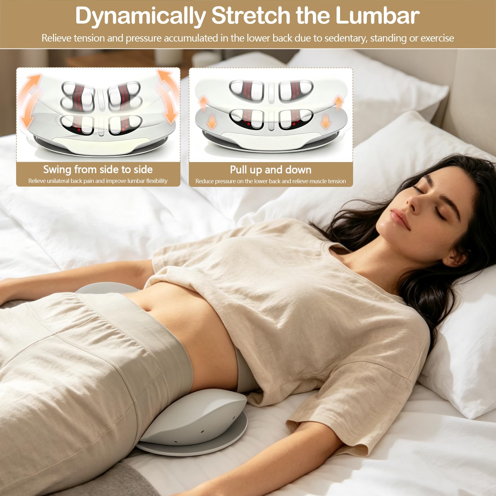 5 en 1 Masajeador Lumbar Eléctrico, Masajeador de Tracción Lumbar con EMS Masajeador, Calor, Vibración, Tracción Airbag y Luz Roja/Azul/Violeta, Masajeador de Espalda con Mando a Distancia