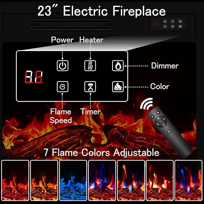 Chimenea Eléctrica Ofika 43" con Manto de Madera, Centro de Entretenimiento miniatura 3