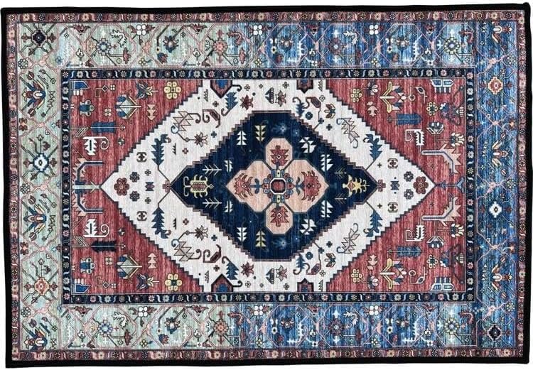 ahead Black/Red Tribal Drum Rug with Gel Back ABRPC2