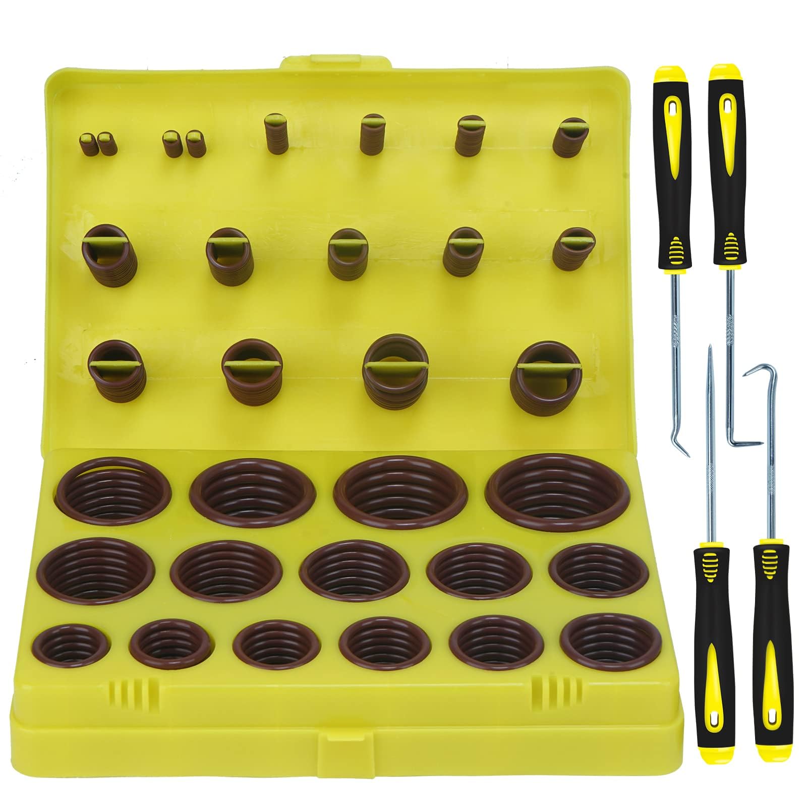 382 PCS SAE FKM Viton O Ring Assortment Kit 30 Sizes Fluorocarbon Oring for Aviation Car Engines Cylinders Hydraulic Plumbing Various Industrial Chemical High Temperature and Oil Resistance