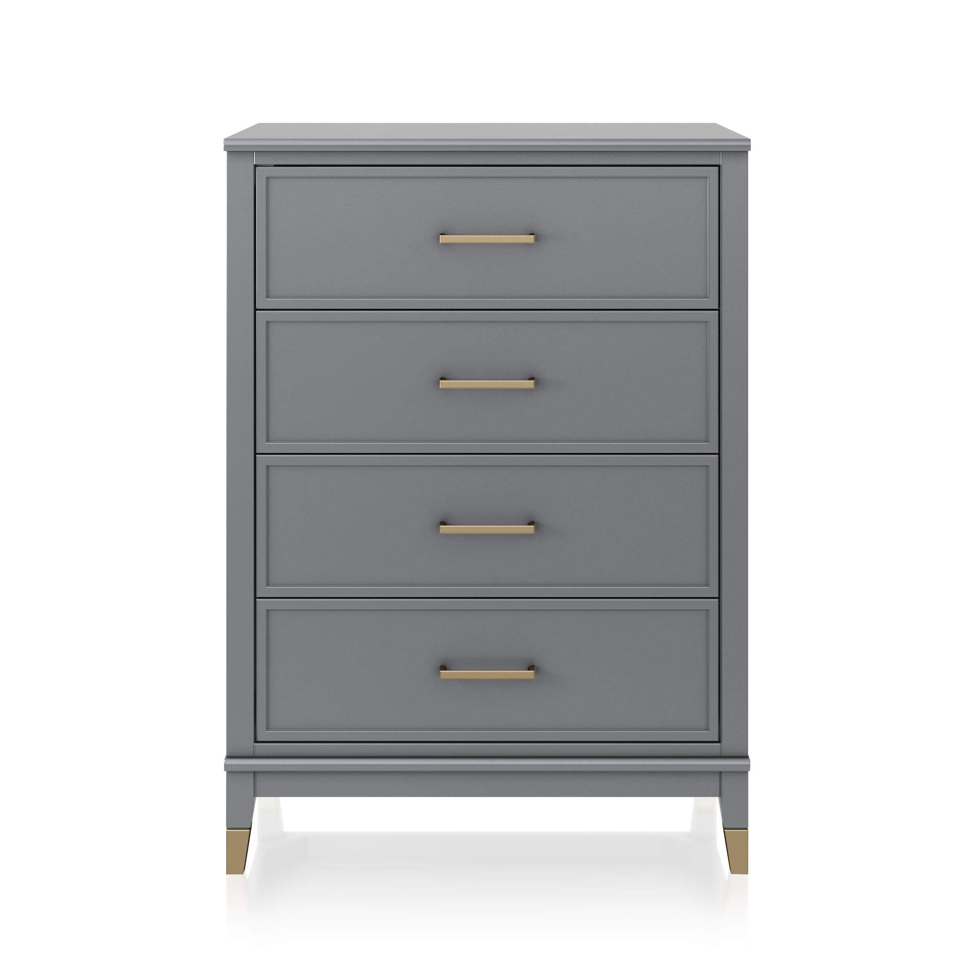 DHP Furniture Westerleigh 4 Drawer Dresser, Graphite Grey, 50x76x106cm (DxWxH)