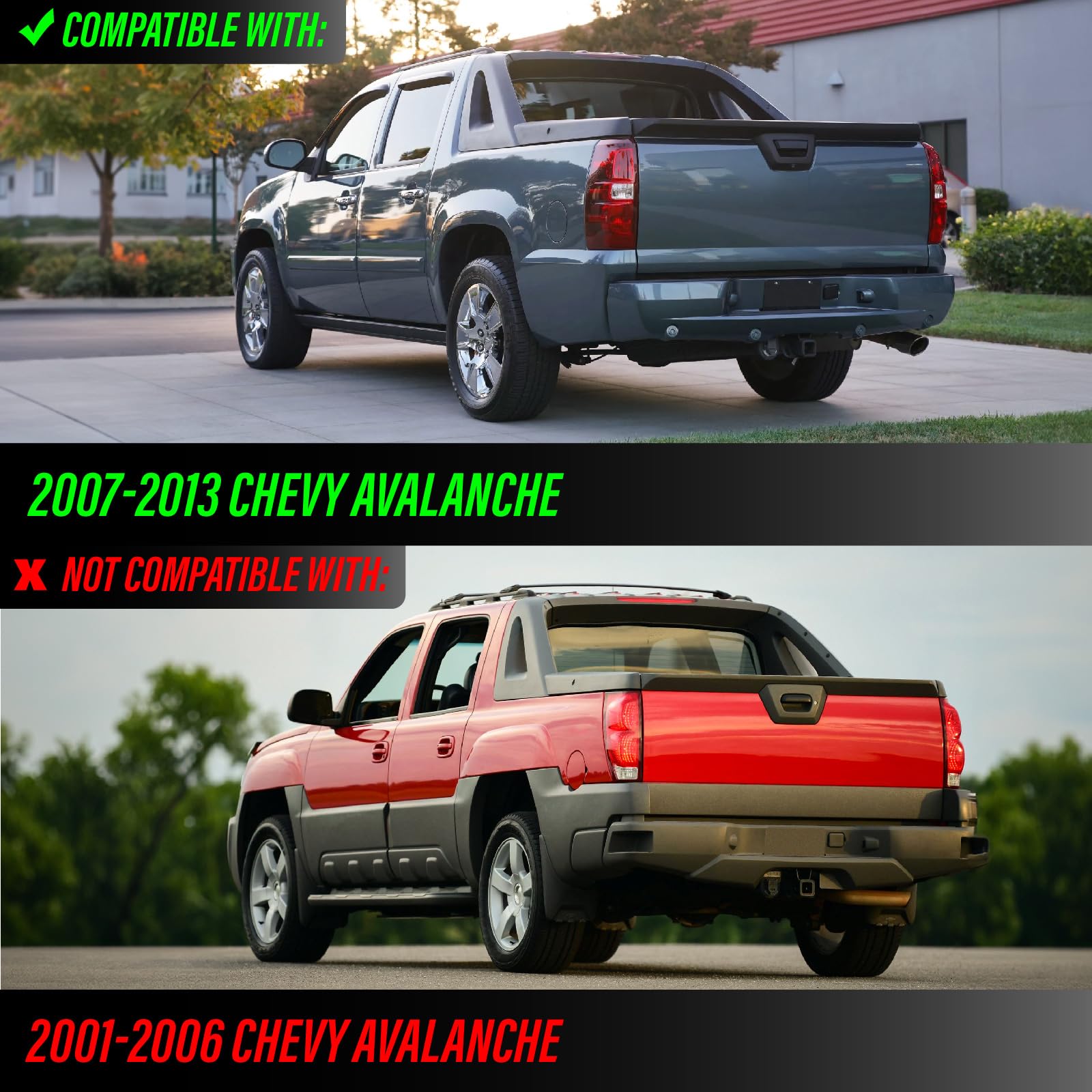 Black 2007-2013 Chevy Avalanche Lumileds LED Tail Lights Brake Lamps Left+Right - Foto 7