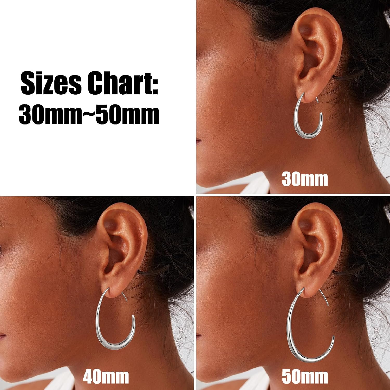 Gacimy Teardrop Hoop Earrings for Women, 14K Gold Plated Oval Pull Through Hoop Earrings for Women - Image 3