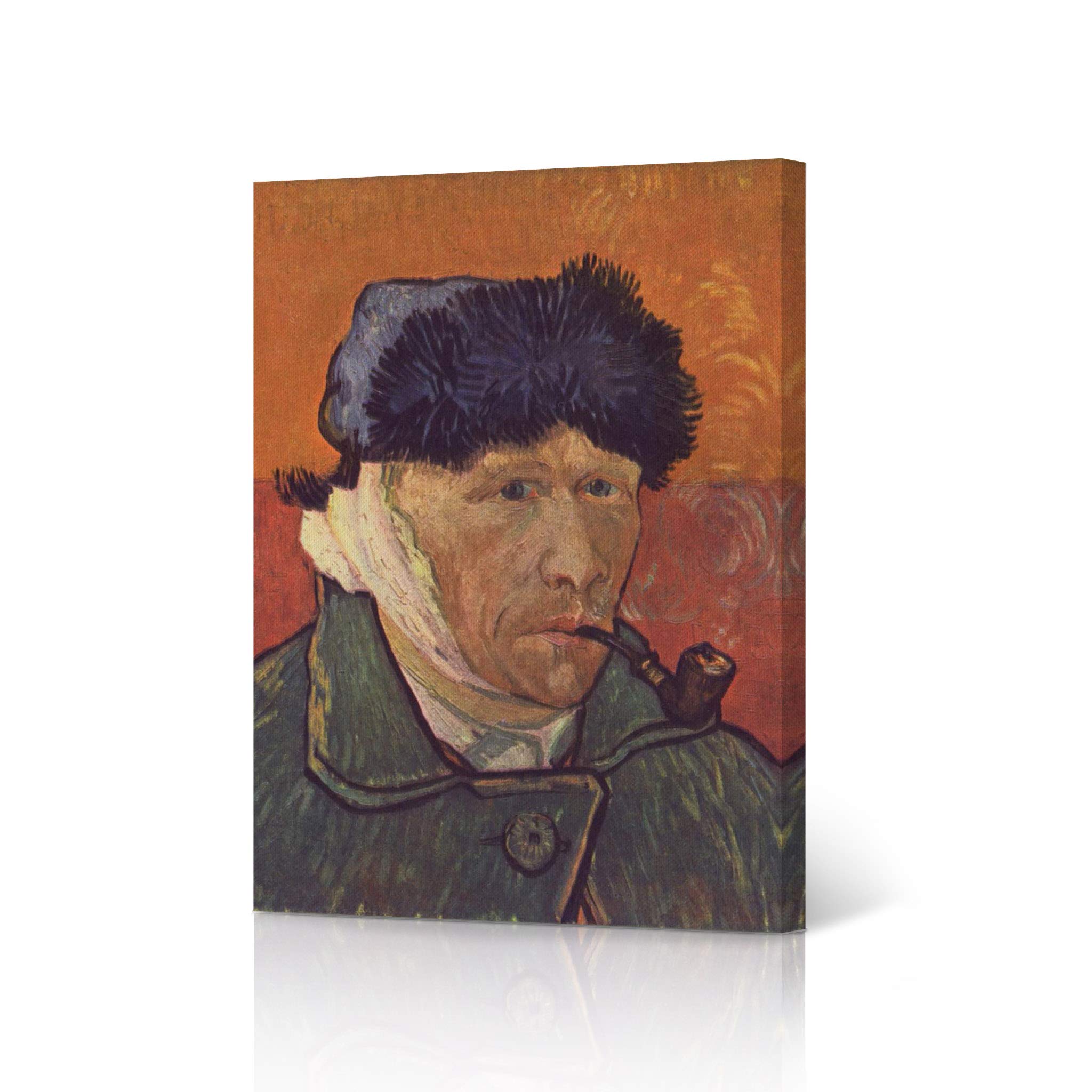 Self-Portrait with Bandaged Ear and Pipe, 1889 Vincent Van Gogh Paint Reproduction Canvas Wall Art Print Living Room Office Bedroom Decor Artwork Ready to Hang Made in The USA 12x8