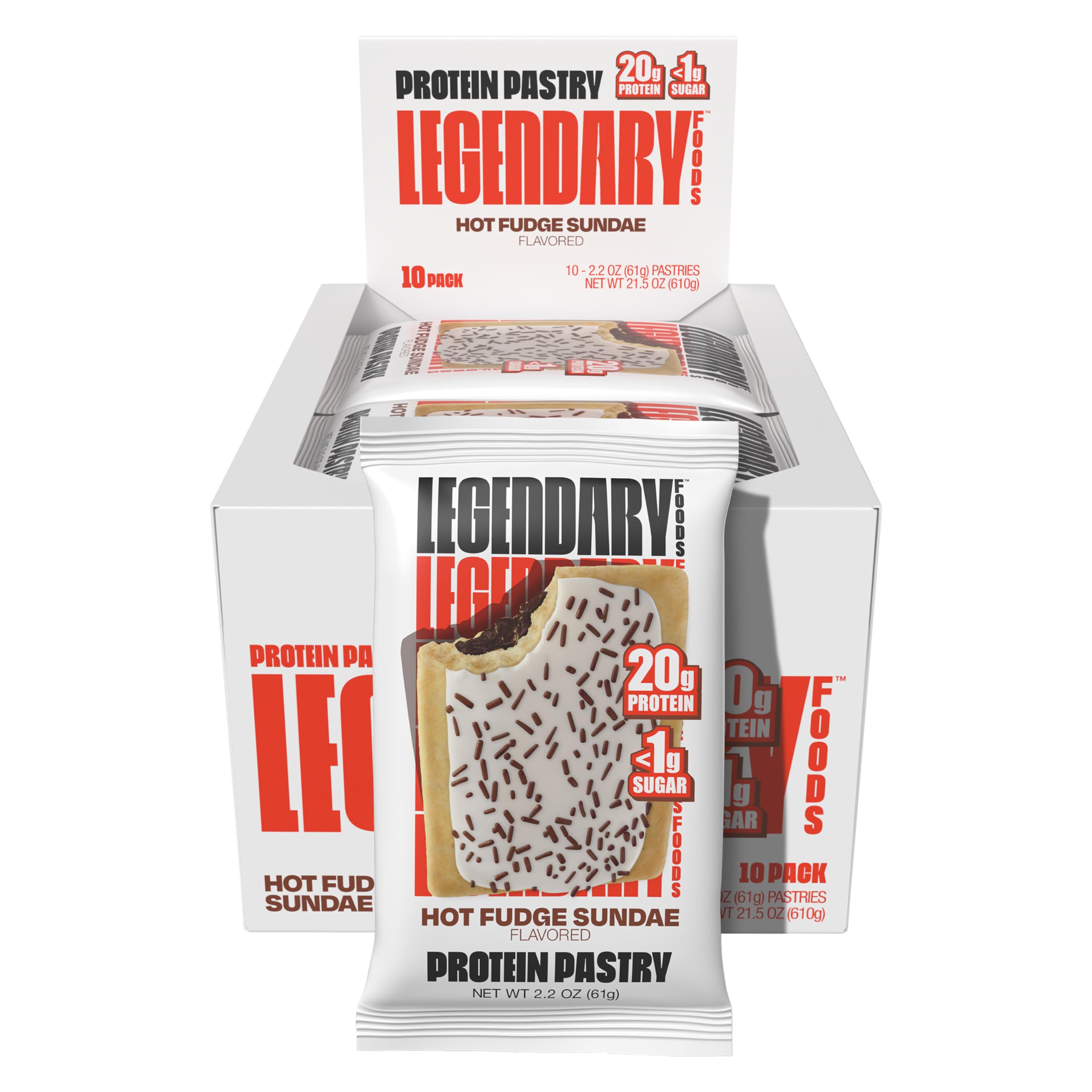 Legendary Foods 20 gr Protein Bar Alternative Tasty Pastry | Low Carb gluten free | Keto Friendly | No Sugar Added | High Protein Snacks | On-The-Go Breakfast | Keto Food - Hot Fudge Sundae (10-Pack)