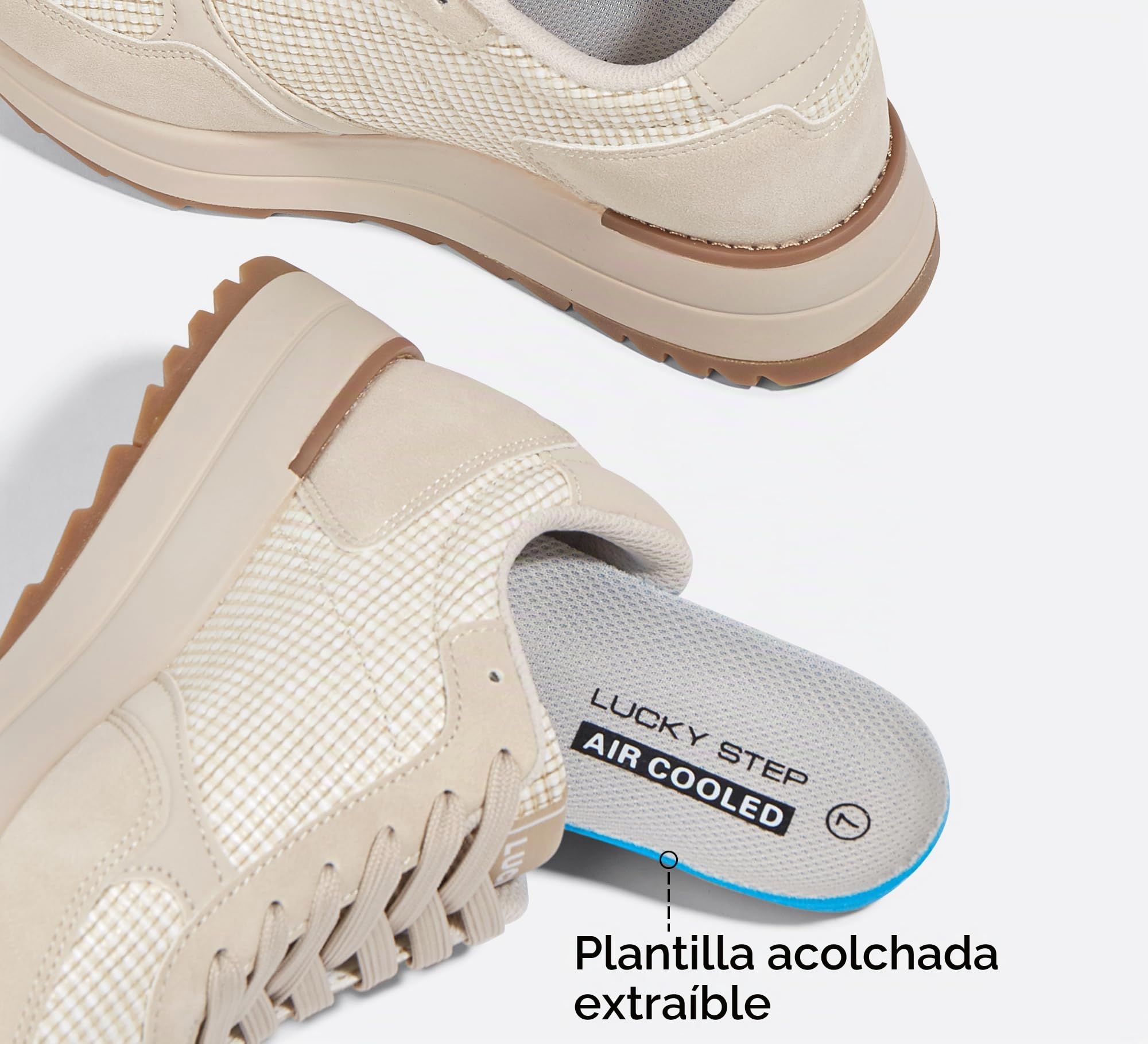 LUCKY STEP Zapatillas para Caminar de Mujer | Zapatillas de Moda con Plataforma para Mujer, Zapatos Casual con Cordones