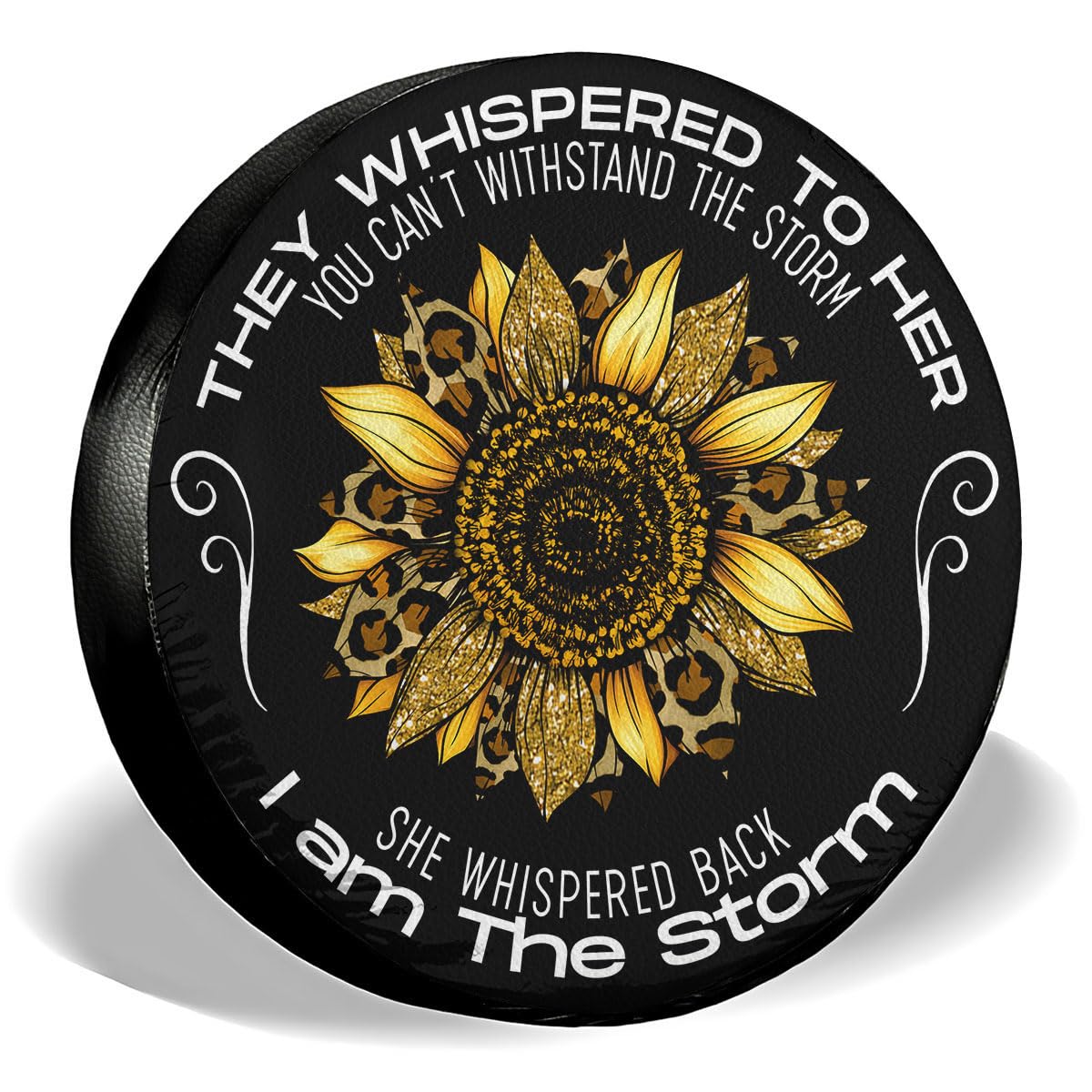 GENANY Sunflower Storm Quote Spare Tire Cover for RV Trailer, Waterproof, No Camera Hole, Size 18 Fits 33-35 Inch