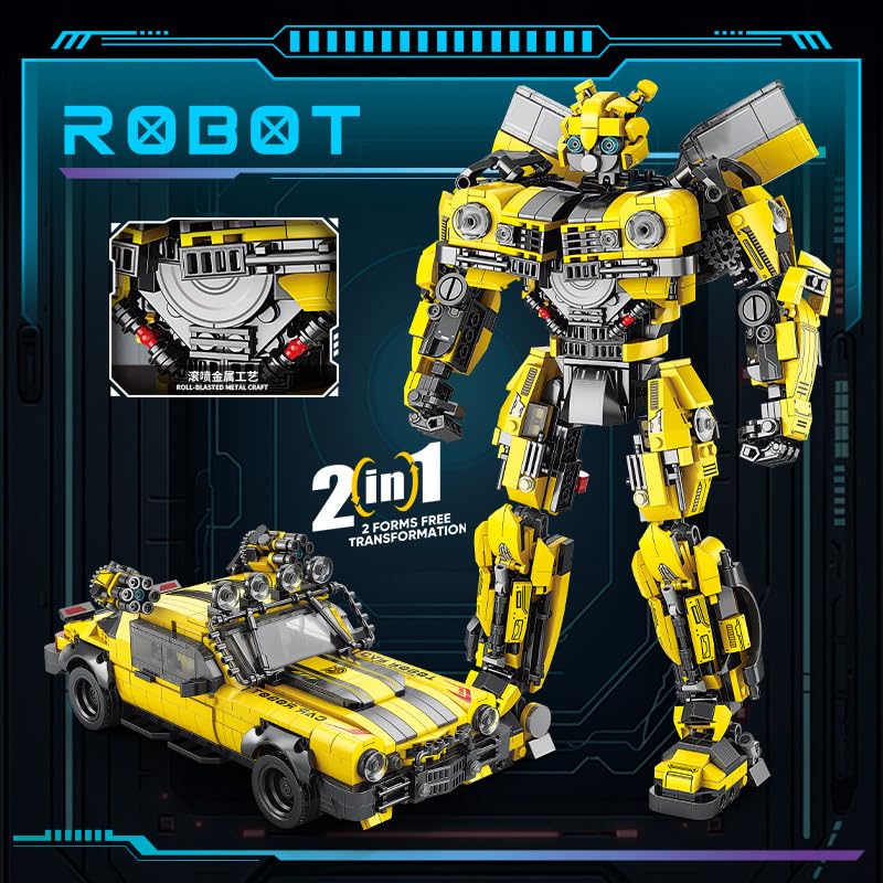 A red transforming mecha figure shown in both its robot and vehicle forms, with a '2 in 1' transformation label.