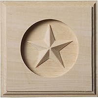 Vista 1 de Ekena Millwork ROS03X03AURW Austin Star Rosette, 3 1/2 "W x 3 1/2"H x 5/8"P, madera de caucho