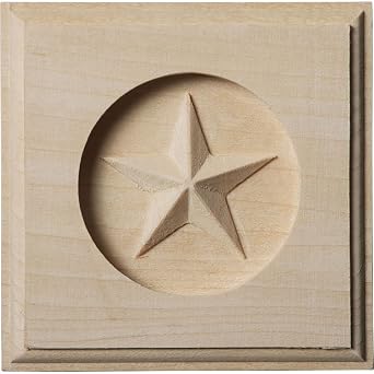 Ekena Millwork ROS03X03AURW Austin Star Rosette, 3 1/2" W x 3 1/2" H x 5/8" P, Rubberwood