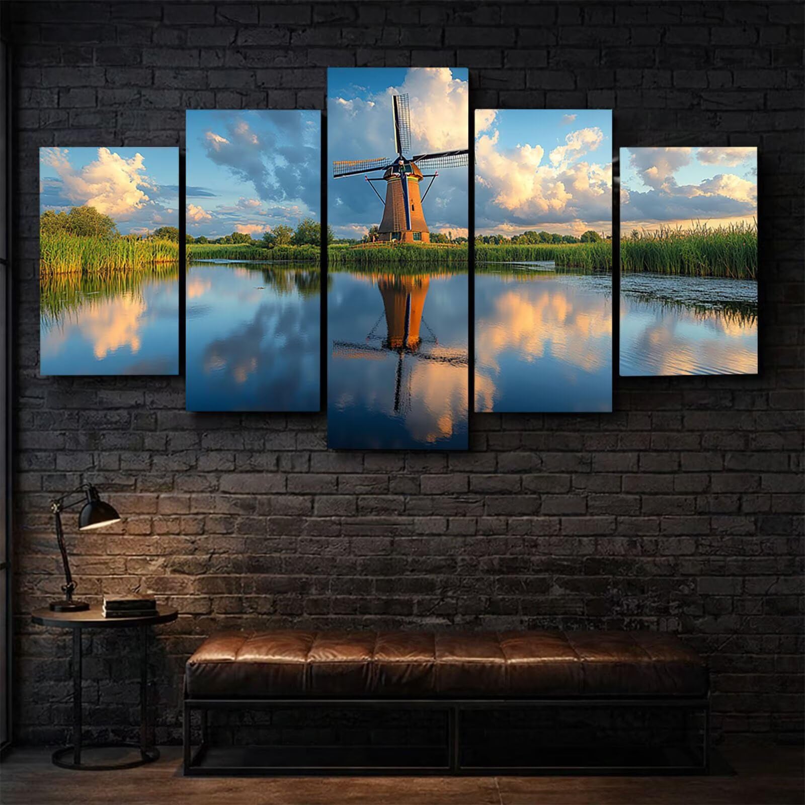 5 Pack Leuchtend Malen Nach Zahlen Erwachsene Windmühle YCBZ-4425 | DIY Set Erwachsene mit Pinselset Acrylfarben Set Fünf Leinwand zum Bemalen Wolke für Deko Wohnzimmer Geschenke für Frauen