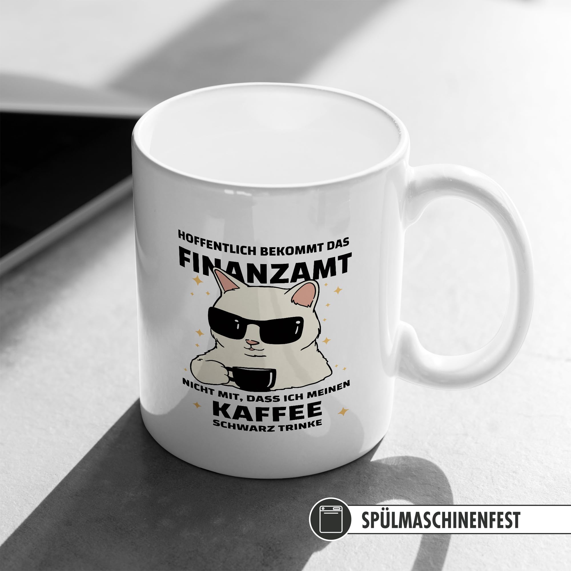 Tazza Da Caffè Divertente Per Ufficio Finanziario: "Con La Speranza Che L'amministrazione Finanziaria Non Riceva Con Il Mio Caffè Nero" - Regalo Sarcastico Per Commercialisti, Colleghi, Amanti Del Caffè - 330 Ml - Ceramica - Pagma