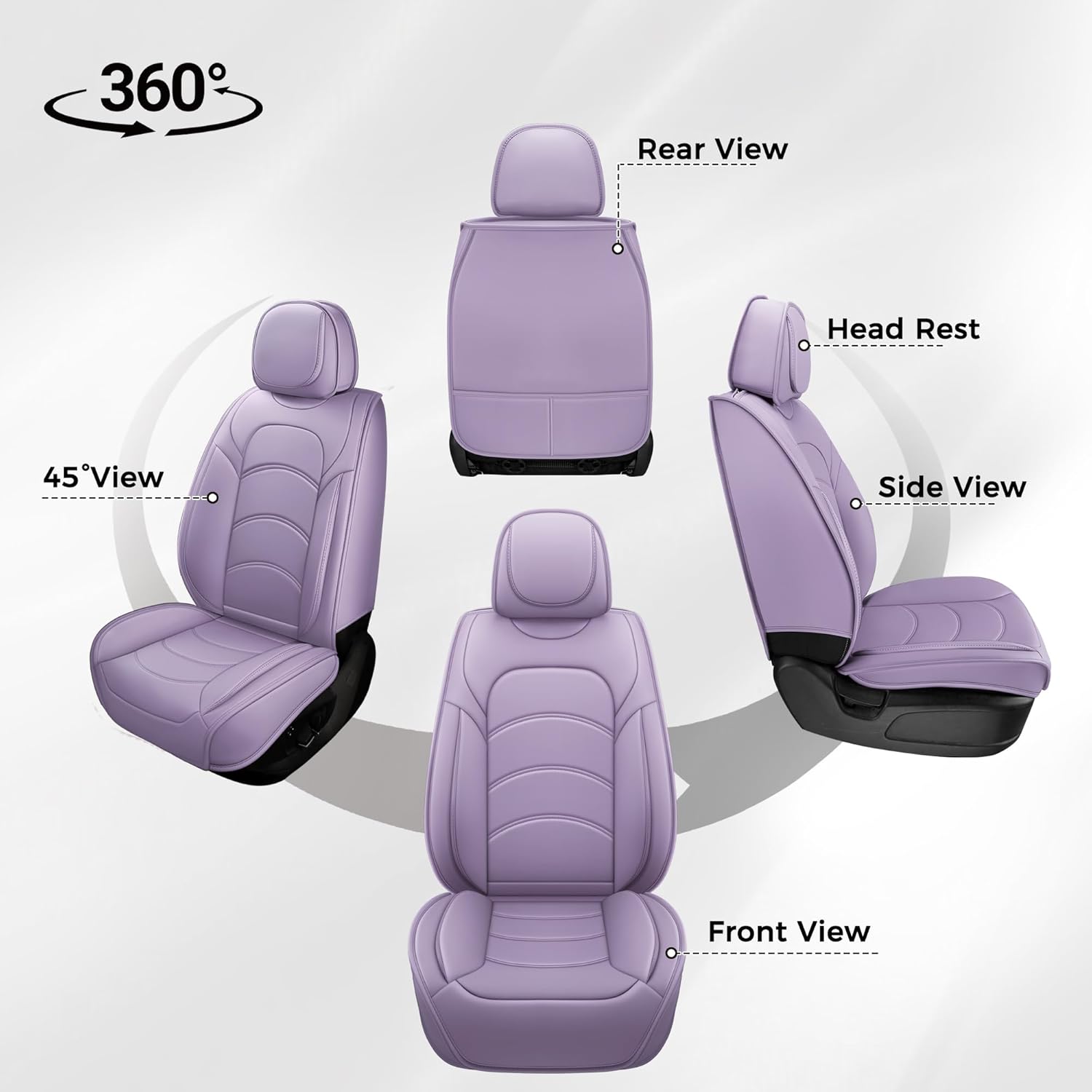 otoez Car Seat Covers Full Set, 5 Seats Waterproof Universal Leather Seat Cover for Cars, Front Rear Automotive Interior Protectors Full Coverage for Most Cars Sedens Trucks SUVs, Purple