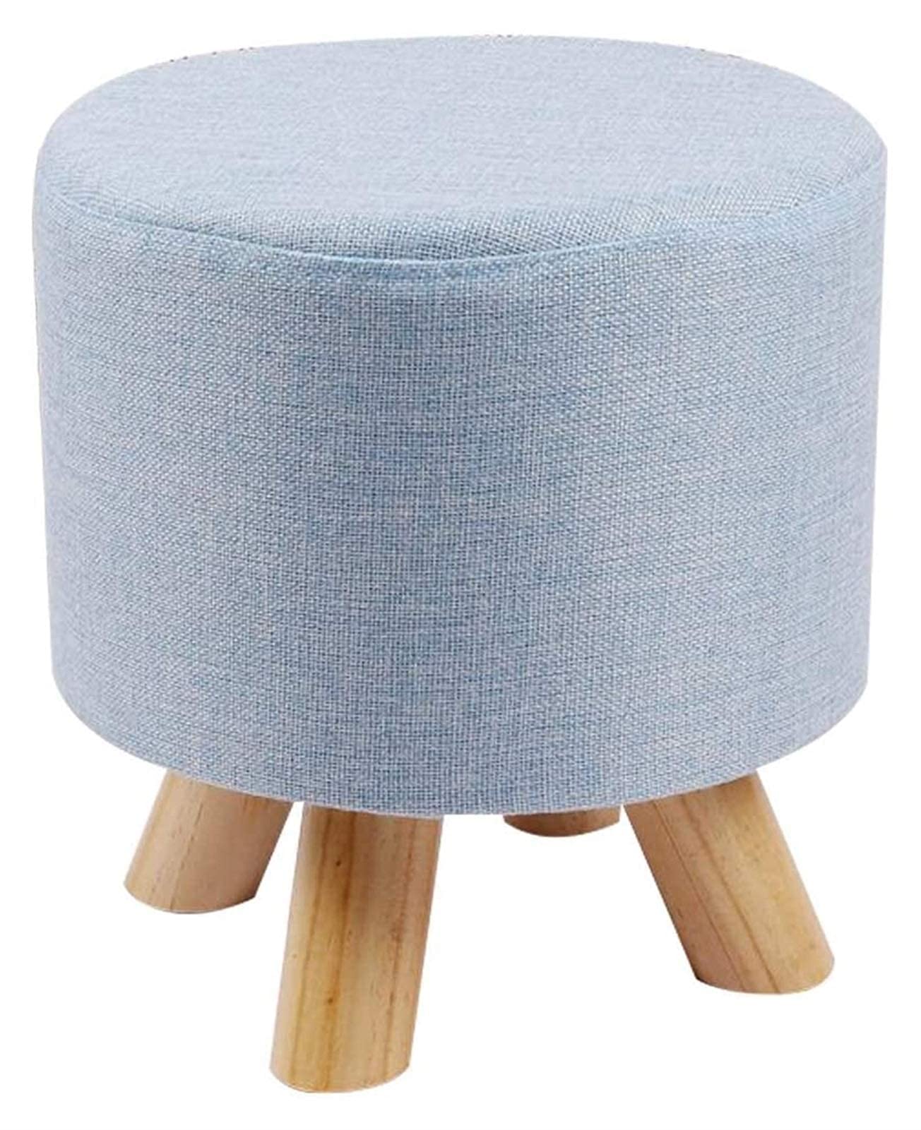 Pouf de salon et repose-pieds rond rembourré bleu
