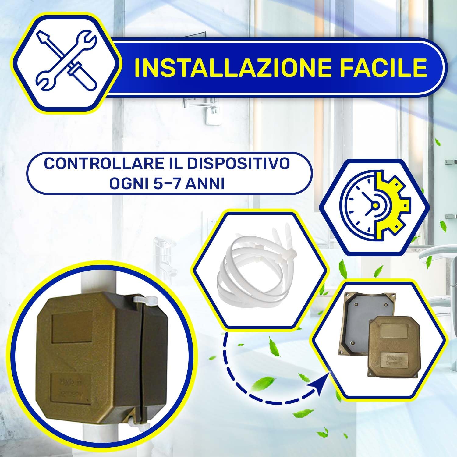 Dispositivo Anticalcare Magnetico per Tutti i Tipi di Tubo Prolunga la Vita di Tubo Acqua Caldaie Boiler Rubinetto Lavatrice e Lavastoviglie - MONTERAL