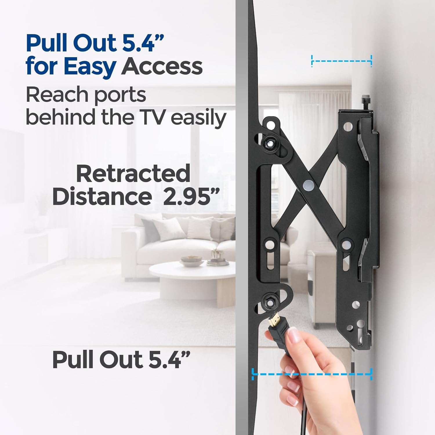 ynVISION.DESIGN Advanced Tilt TV Wall Mount for Large TVs 50-98 Inches - Easy Tilt, Swivel, Pull Out up to 5.4in, and Service - Supports 165 lbs - Designed to hit 3 Studs - Max VESA 600x400mm