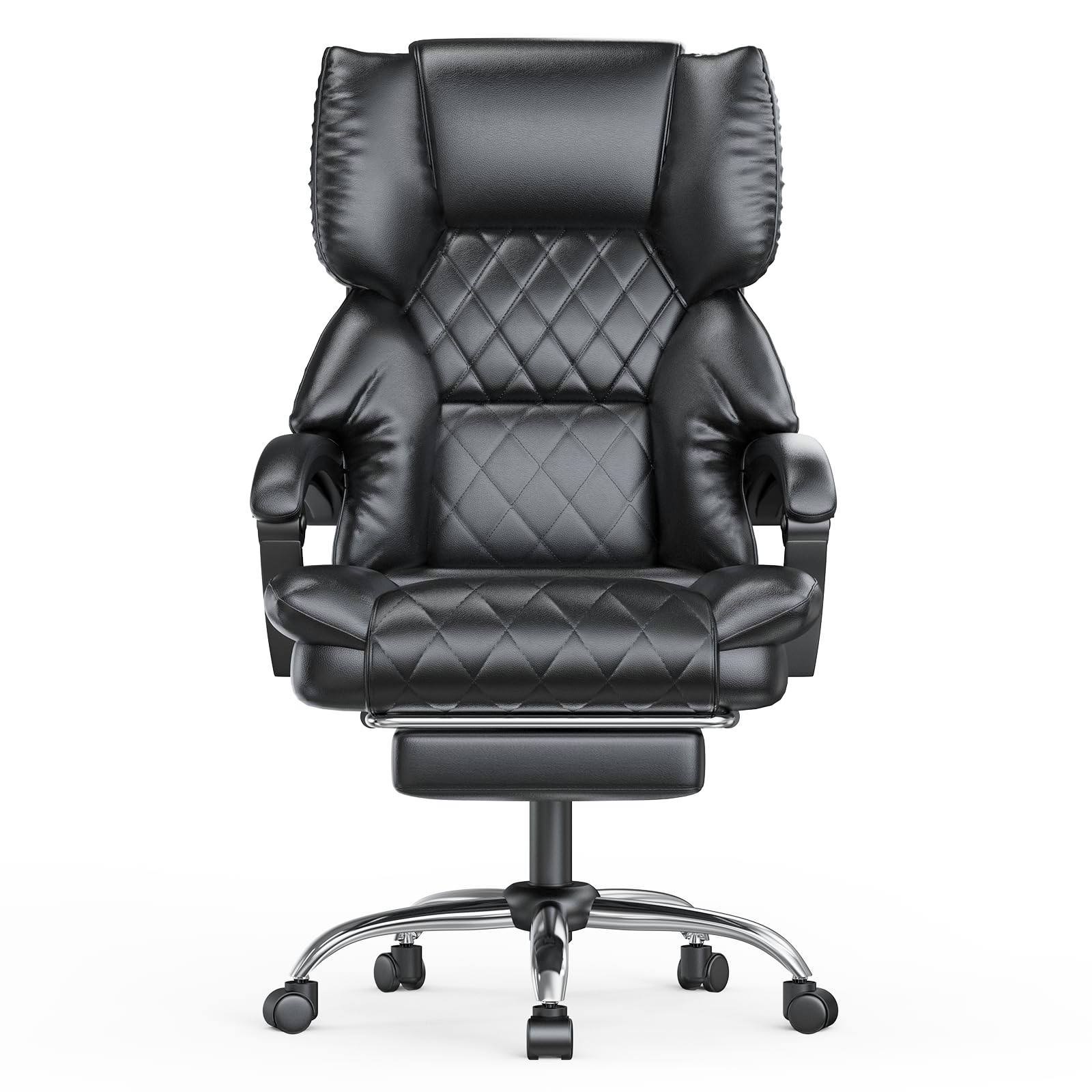 naspaluro Sedia da Ufficio Ergonomica con Poggiapiedi, Sedia Ufficio con Schienale Alto in Pelle PU di Alta Qualità, Schienale Inclinabile, Sedile Imbottito, Altezza Regolabile, Nero