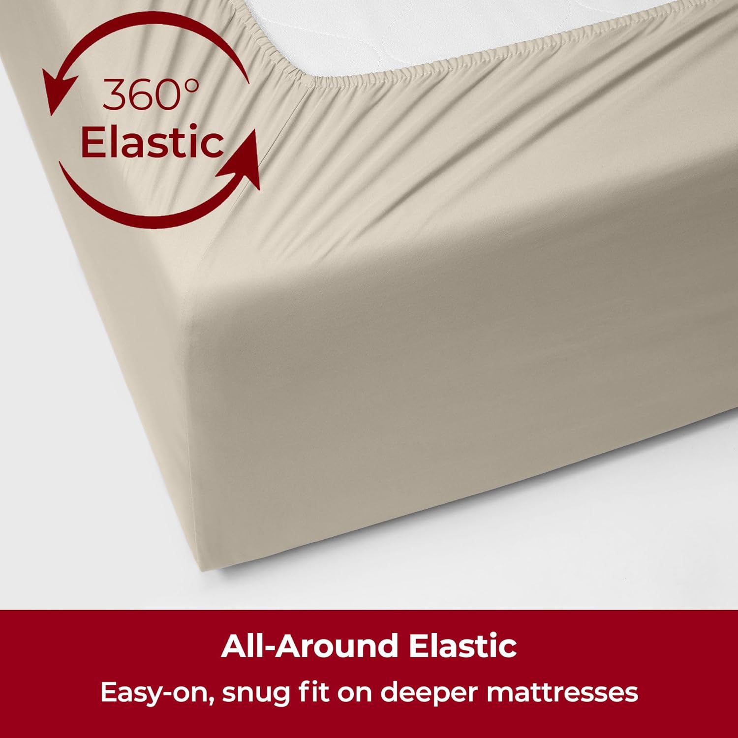 Mellanni Extra Deep Queen Sheets - 4 PC Iconic Collection Bedding - Hotel Luxury, Ultra Soft, Cooling Bed Sheets - Wrinkle, Fade, Stain Resistant (Queen, Golden Ivory) - Image 5