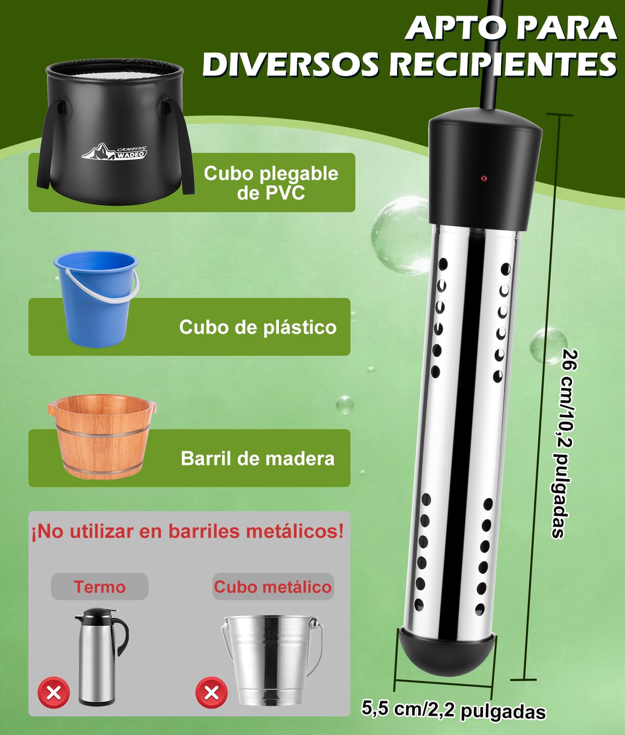 WADEO Ducha de Camping con batería de 6000 mAh, Bomba y depósito de Agua de 20 l, Kit de Ducha para Exteriores con función de Calentamiento, Ideal para Viajes, Lavado de Coches, y emergencias
