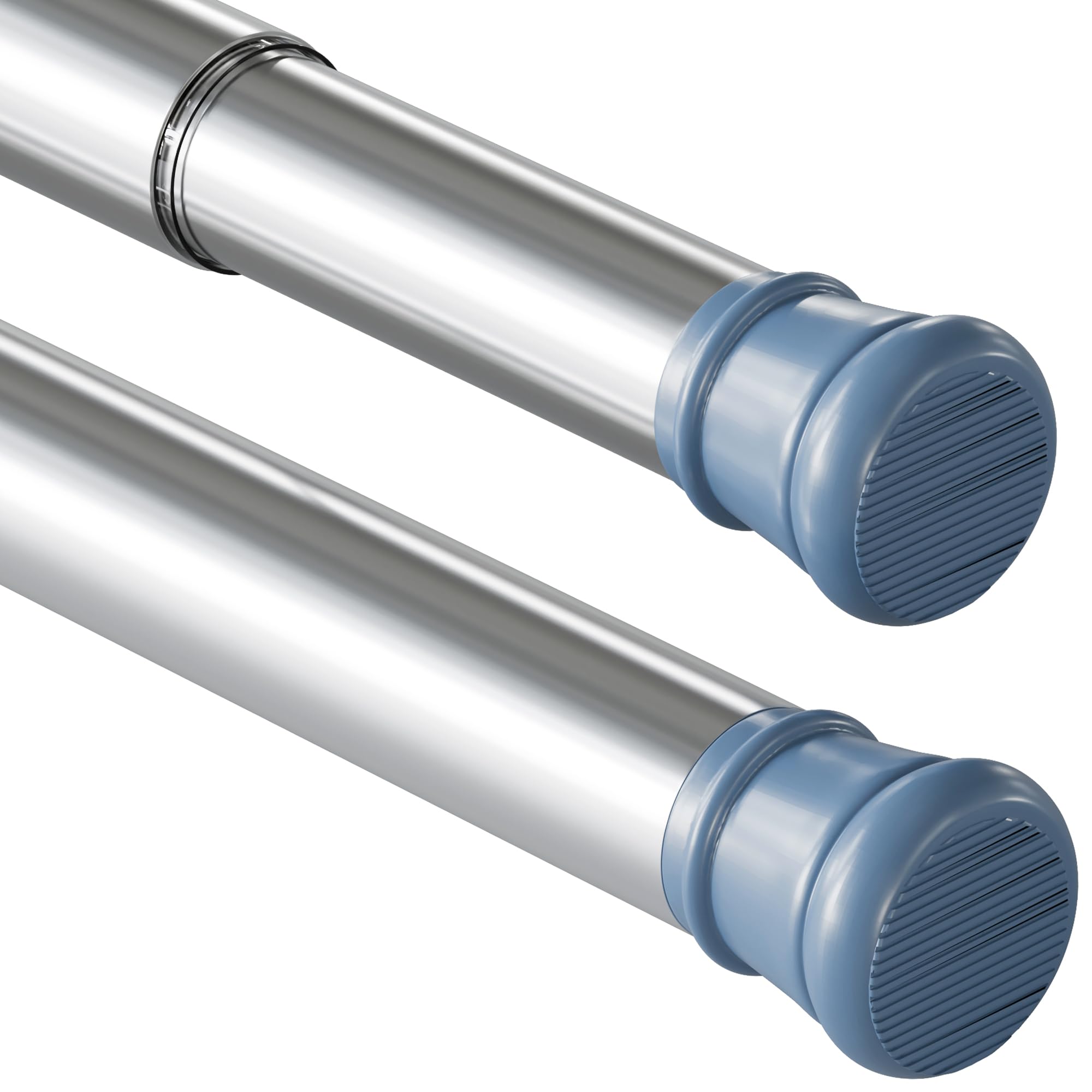 Bastone Tenda a Pressione Asta Tenda a Pressione Bastone Tenda Doccia, Fissaggio Senza Trapano né Viti, Lunghezza 46-70cm(1 pezzo), Diametro 25mm,Argento