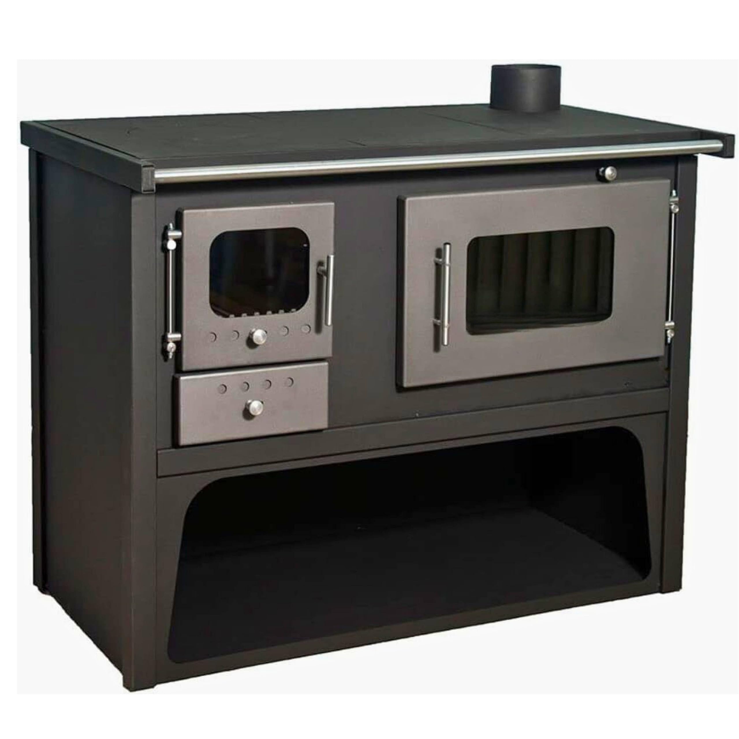 Megashopitalia Stufa a Legna Cucina a Legna con Forno in Acciaio Venezia Maxi 10,3-15 kW Piano Cottura