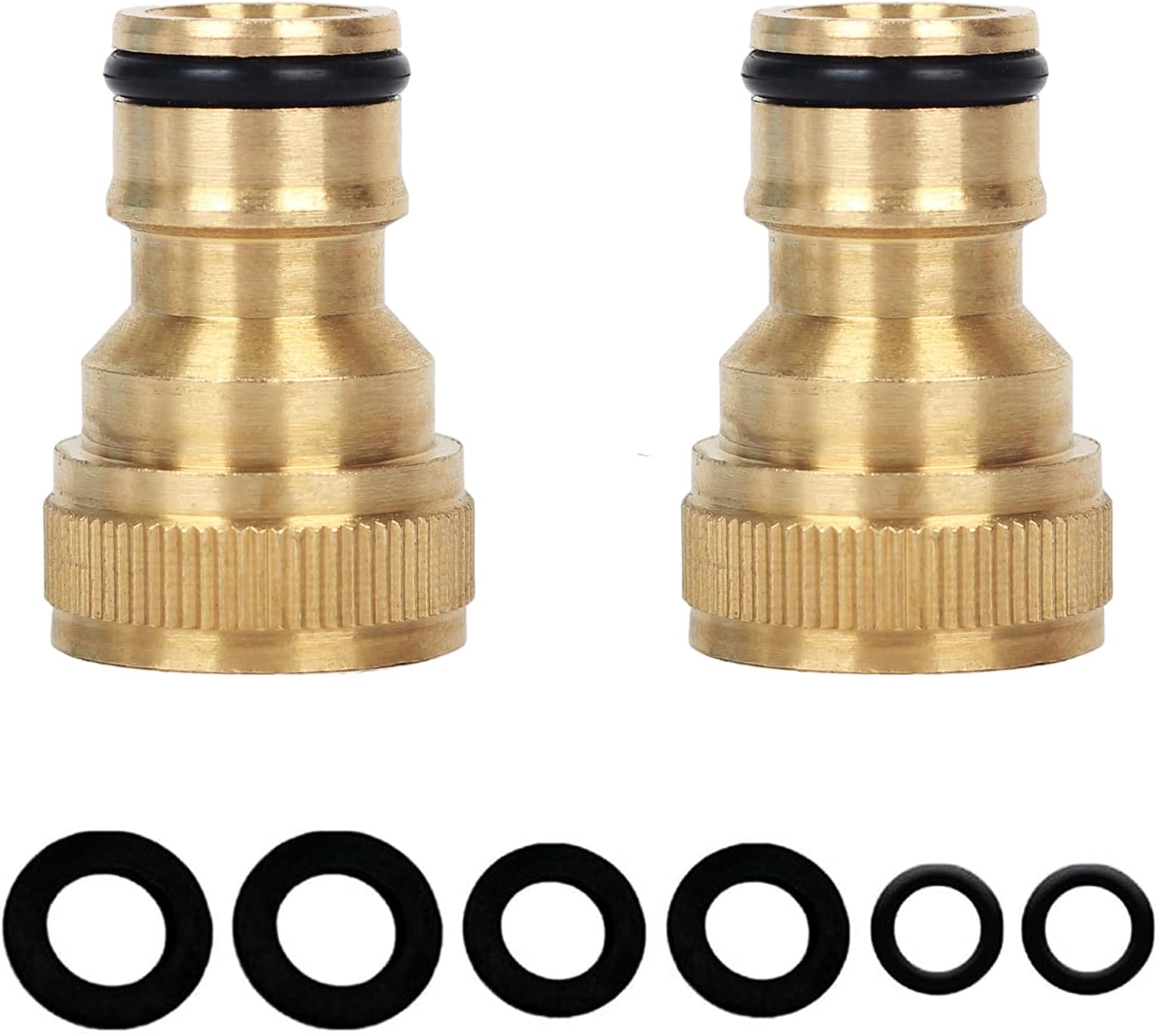 2 Pack Brass Garden Hose Tap Connector,1/2 inch Brass Female Threaded Tap Connector for Hose Pipe,Copper 1/2" BSP Hose Connector Male Watering Fittings for Threaded Faucet Adapter Quick Connector