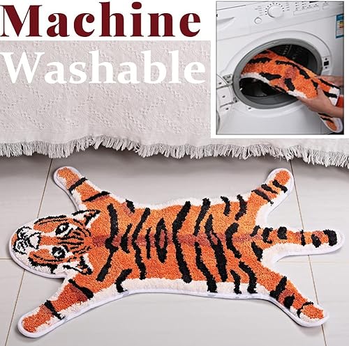 Miniatura 4 de Alfombra con forma de tigre, bonita alfombra de baño de dibujos animados para alfombras de baño, alfombra decorativa con estampado de animales,