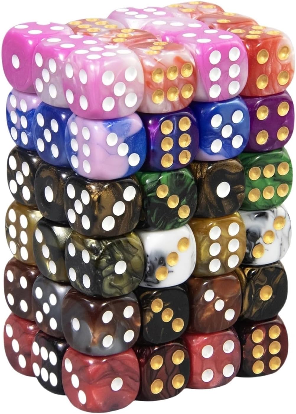 10pcs 16mm Cube Dice Colorful Dice for Mahjong Poker Game Leisure & Entertainment Games(Golden Black-g)