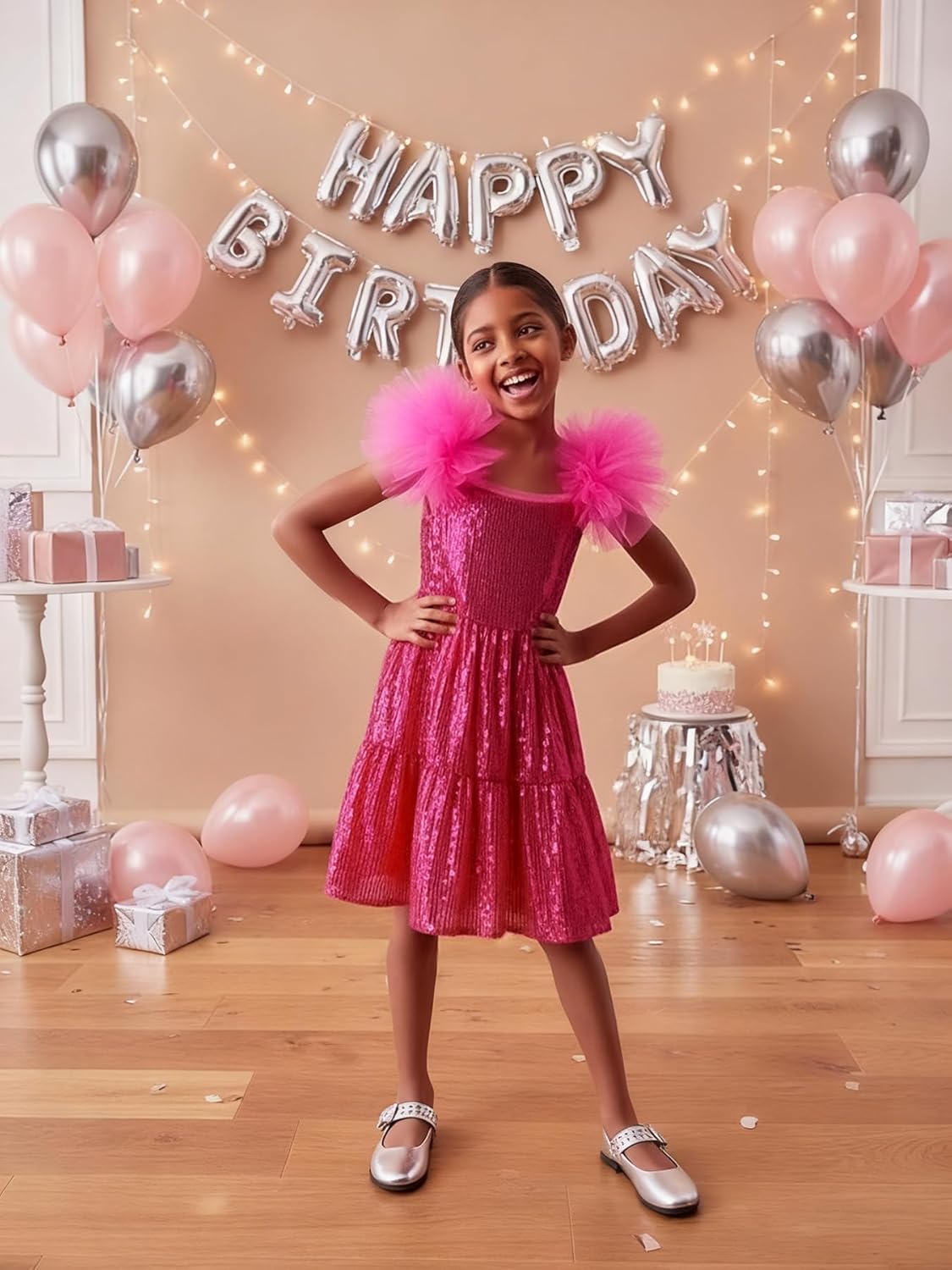 Tutu.kk Toddler Girls Sequin Dress with Fluffy Tulle Cuff Formal Pageant Flower Girl Party Birthday Dress - Image 3