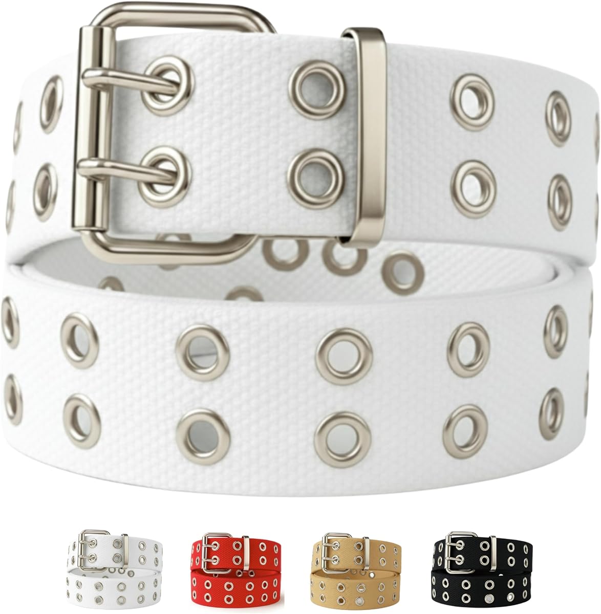 Roci White Canvas Belt for Women