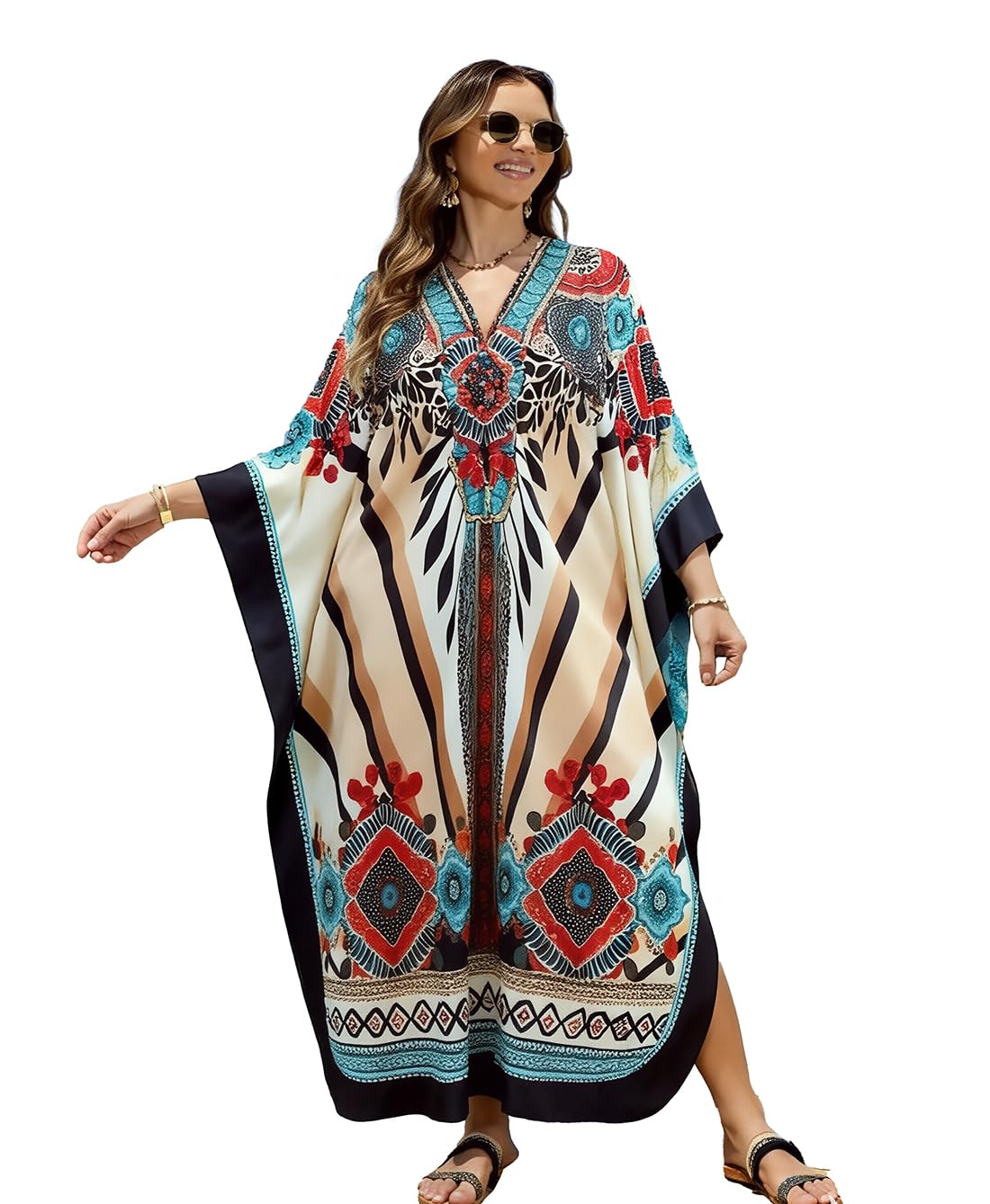 sunforyou Kaftan Dresses for Women Stylish Caftans Plus Size Beach Cover up Soft Loungewear