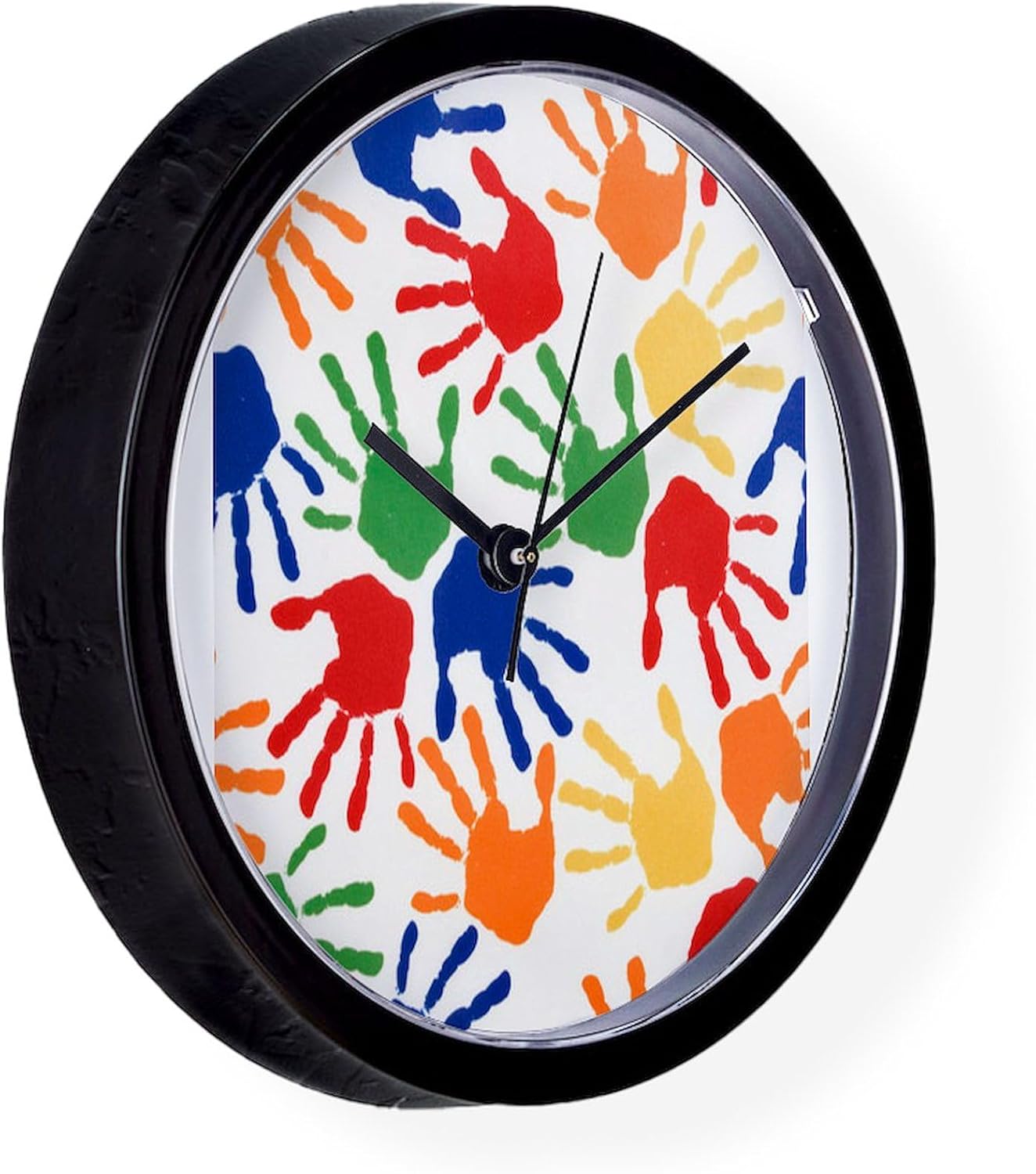 CafePress Kids Handprint 10" Wall Clock for Livingroom, Kitchen, or Office