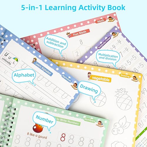 Miniatura 6 de Juego completo de práctica de escritura a mano, práctica de escritura a mano ranurada para niños, libros de práctica de escritura para niños,