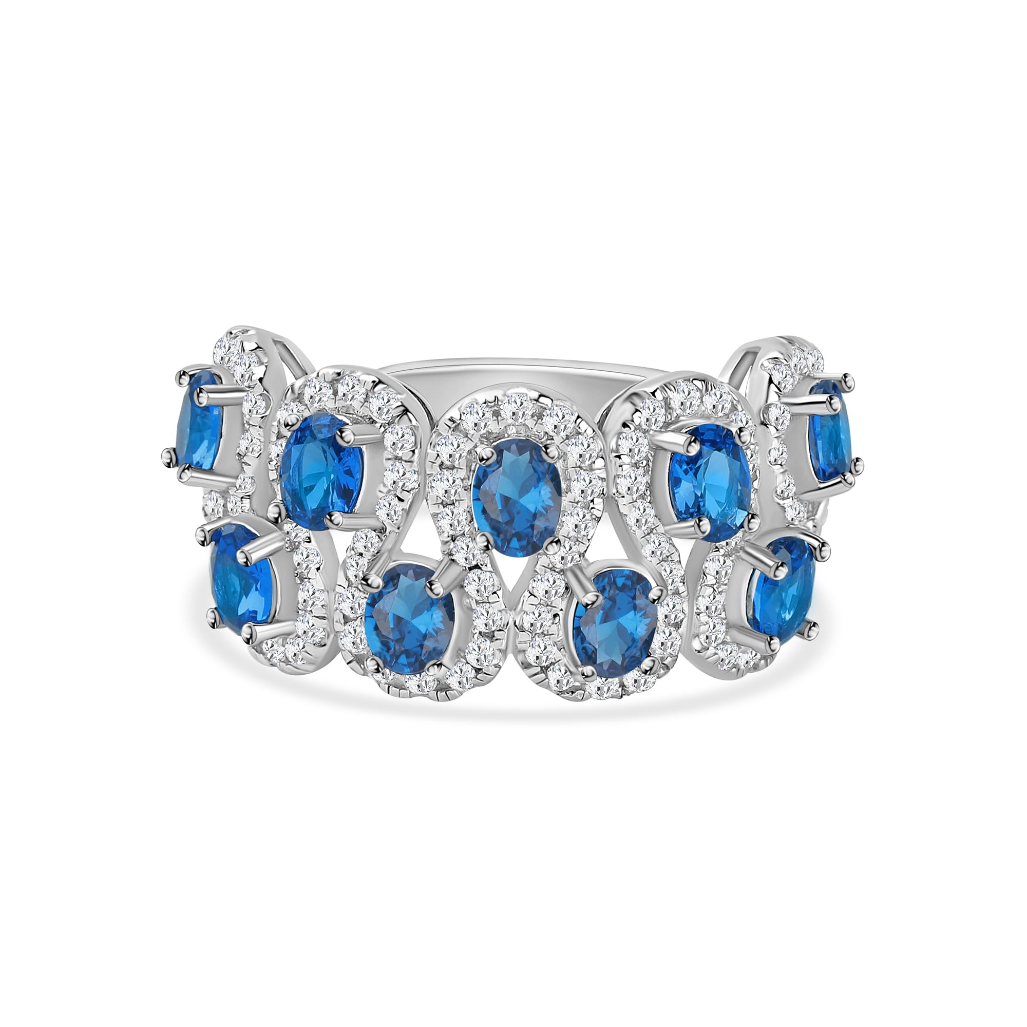 Ornate Jewels 925 Silver American Diaomnd Blue Sapphire Cluster Ring for Women and Girls | With Certificate of Authenticity & 925 Stamp | Life-time Warranty* (B09C38JKT2) Amazon Price History, Amazon Price Tracker