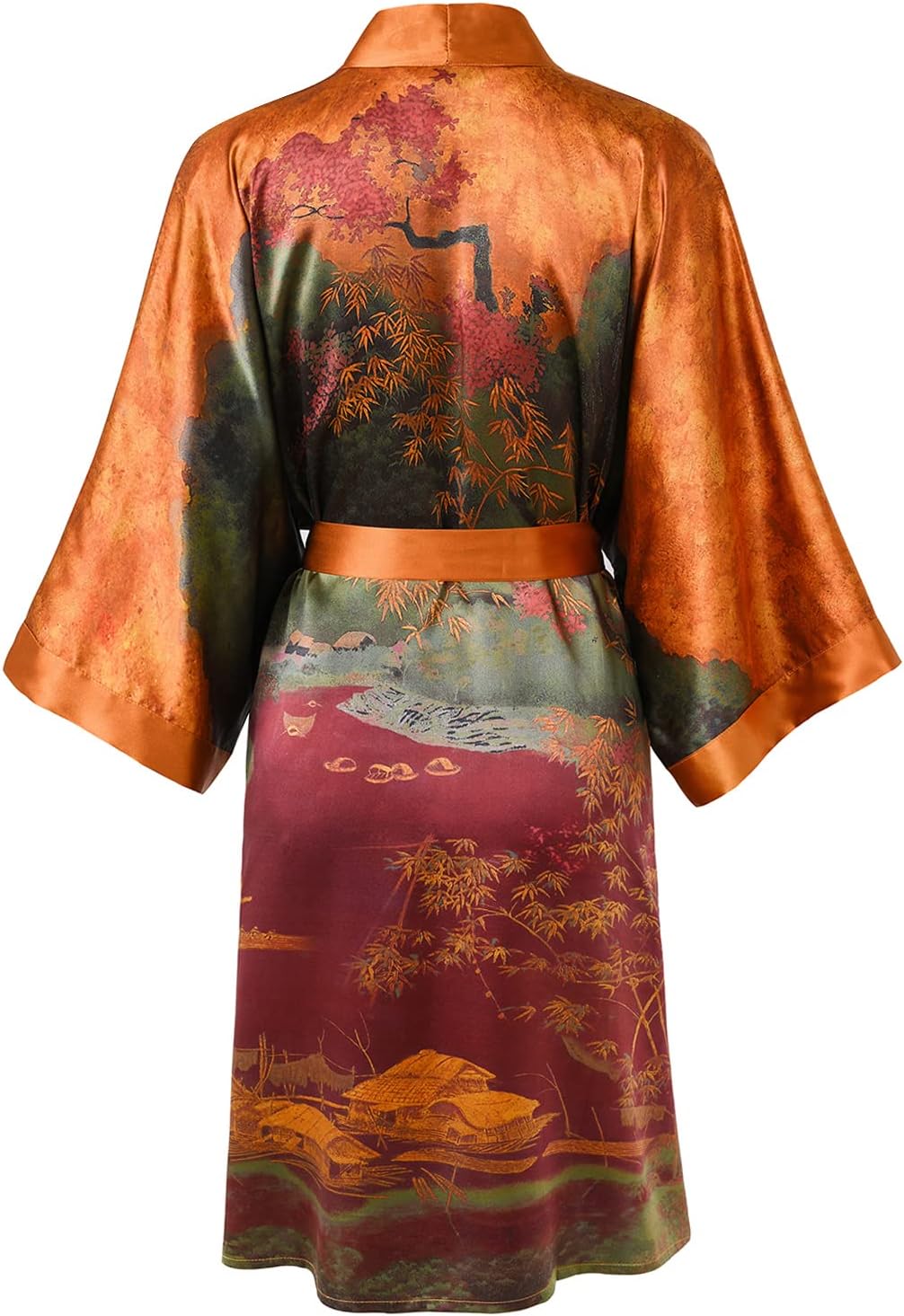 Ledamon Women's 100% Silk Kimono Short Robe - Image 2