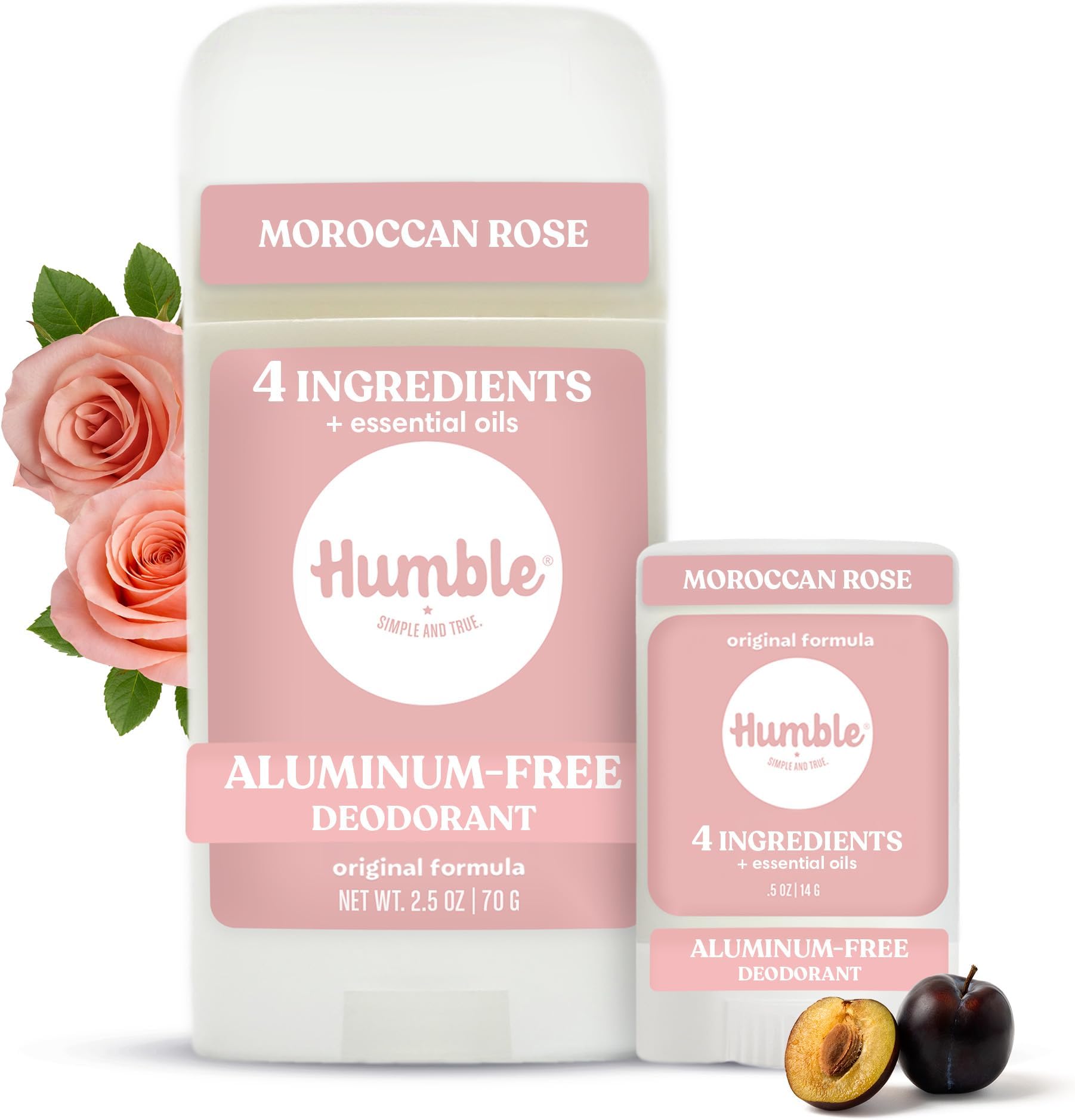 HUMBLE SIMPLE AND TRUE. Br s All Natural Deodorant Full Travel Size (Moroccan Rose)