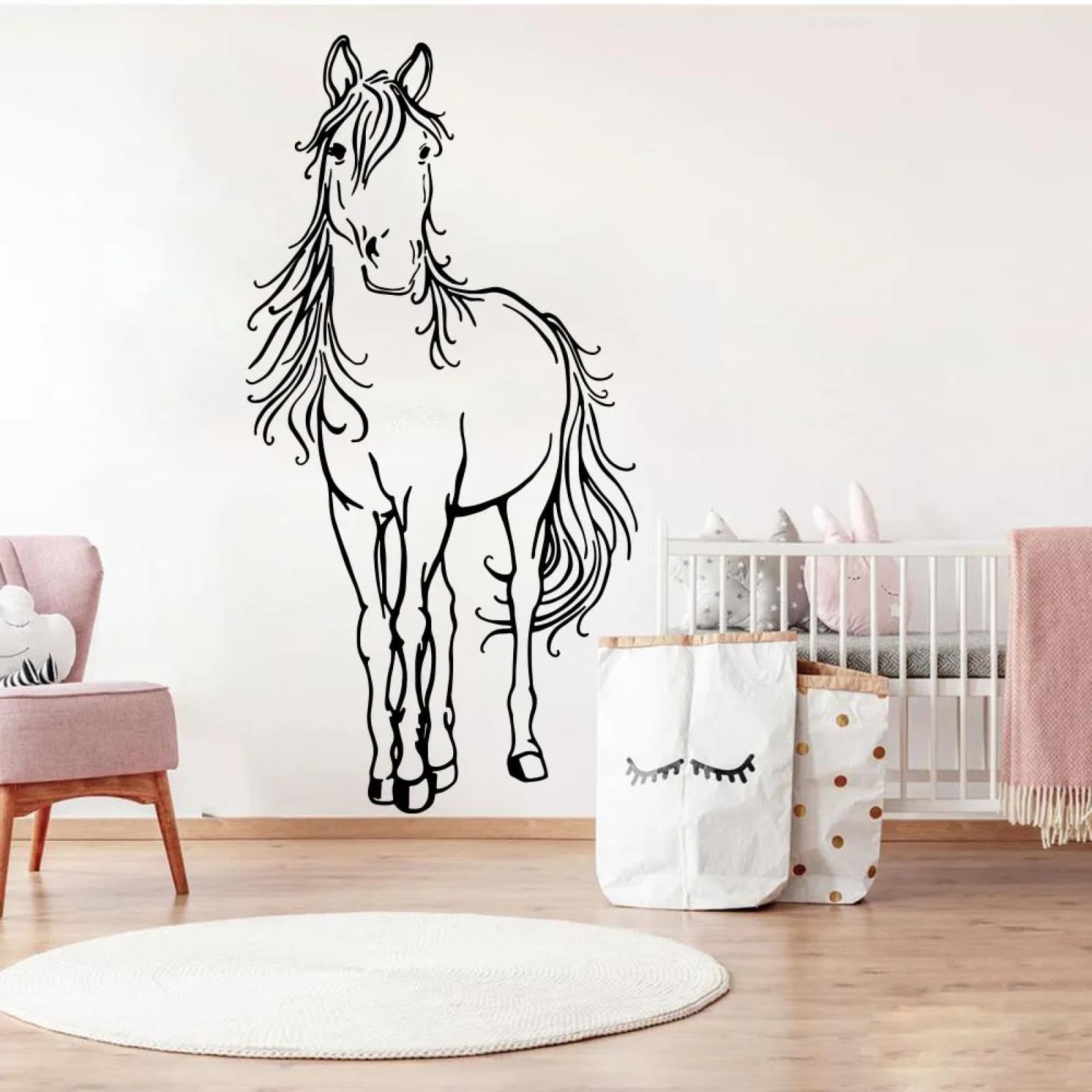 Youousi Black Woodland Zoo Jungle Wall Stickers Cartoon Horse Animal Wall Stickers Living Room Bedroom Children's Room Playroom Wall Stickers Artistic Decals