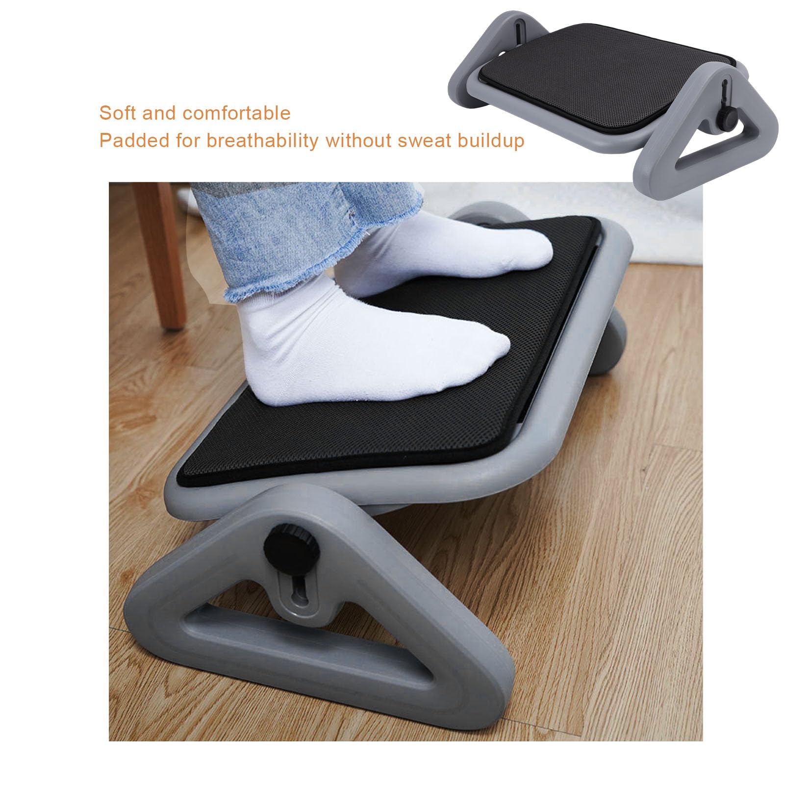 Asixxsix Poggiapiedi, Poggiapiedi Regolabile in Plastica per Sotto la Scrivania Al Lavoro, Pannello Grande con Base Antiscivolo, Ergonomico per Ufficio e Casa