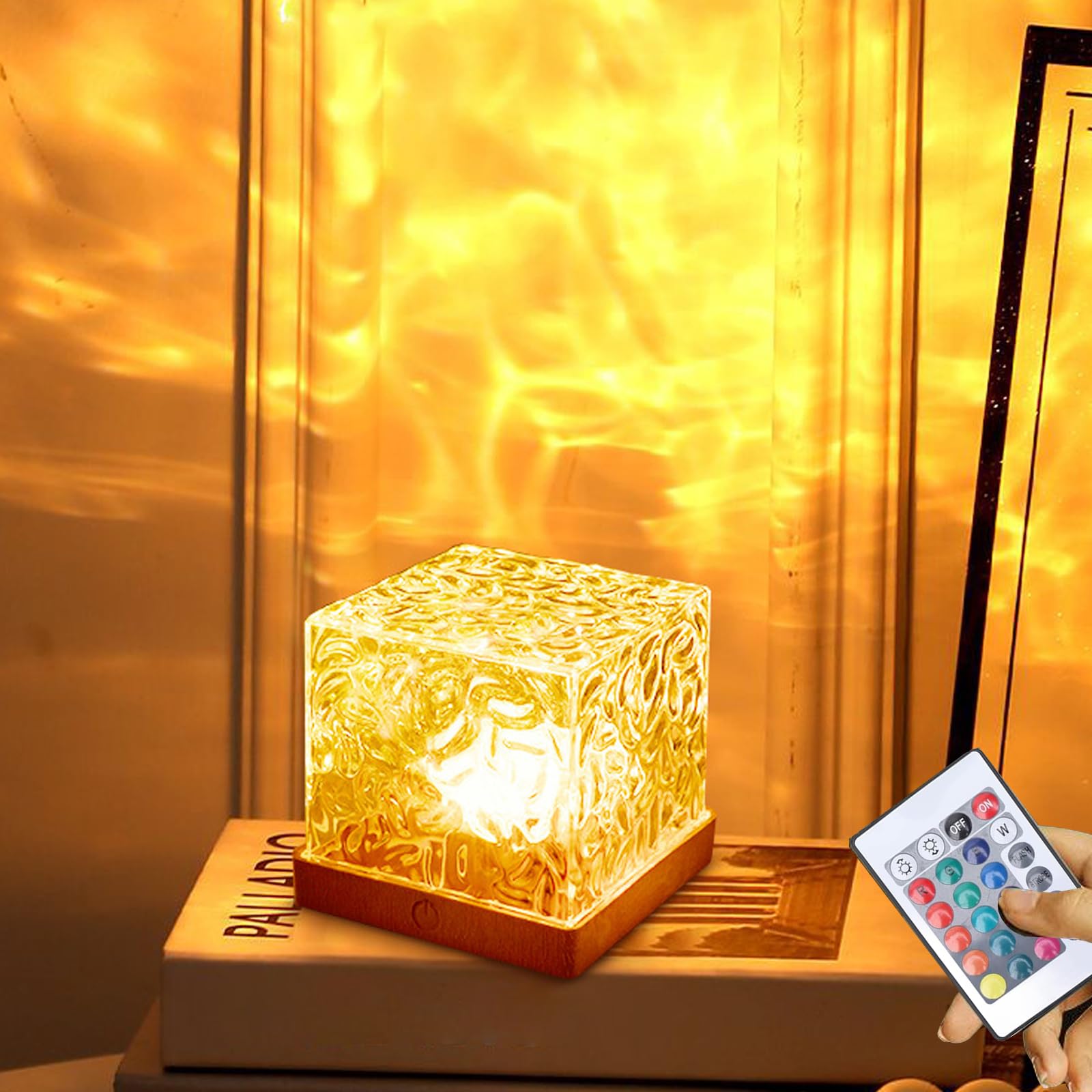 DAZZTIME Lampada da Tavolo in Cristallo,Lampada da Tavolo RGB Ghiaccio a LED ,Lampada Aurora Boreale,Luce Notturna con Increspatura Dell'acqua,per Camera da Letto Soggiorno Feste Cena
