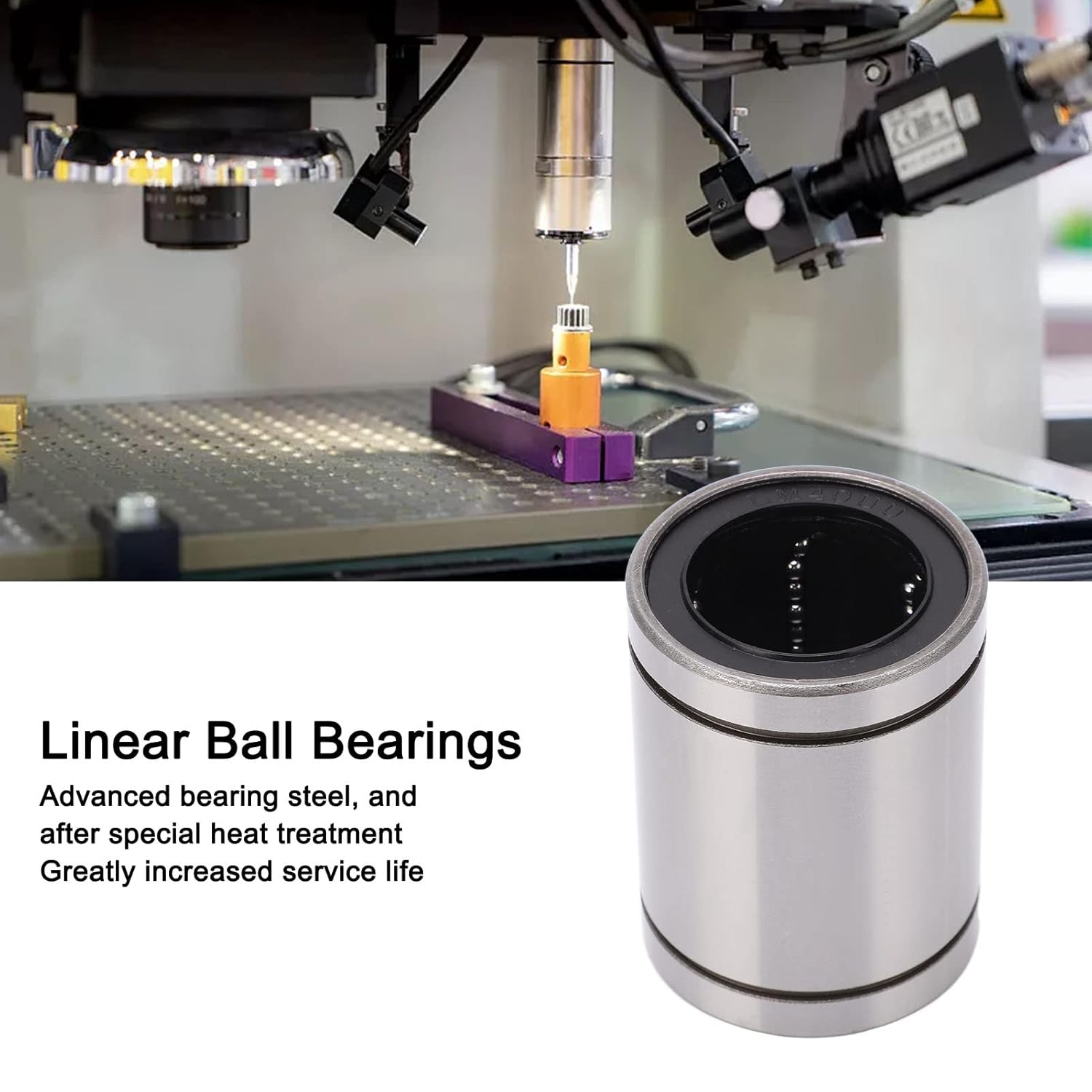 2Pcs LM40UU Linear Ball Bearings ID 40mm OD 60mm Steel Linear Motion Bushing for 3D Printers CNC Router Engraving Machine Parts