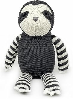 100% Organic Cotton Baby Toys 7.1" Sloth Stuffed Animal for Newborn (Grey)