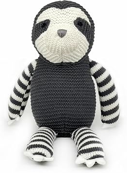 FLUFFYFUN 100% Organic Cotton Grey Sloth Teddy 7.1", Baby Soft Toys for Newborn