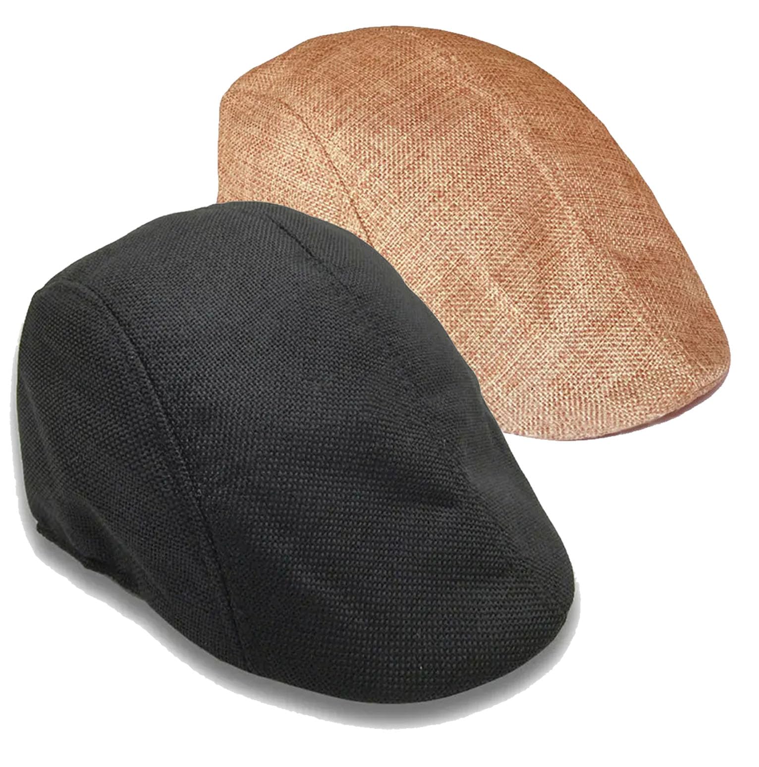 British Classic Vintage Linen Plain Hard Newsboy Beret Caps Hat for Men- Pack of 2 Combo-image-32