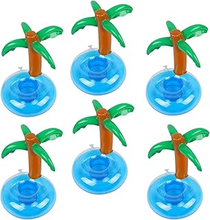 LIYDE 6 Pack Palm Tree Inflatable Drink Holder Floaties for Pool Party Accessories